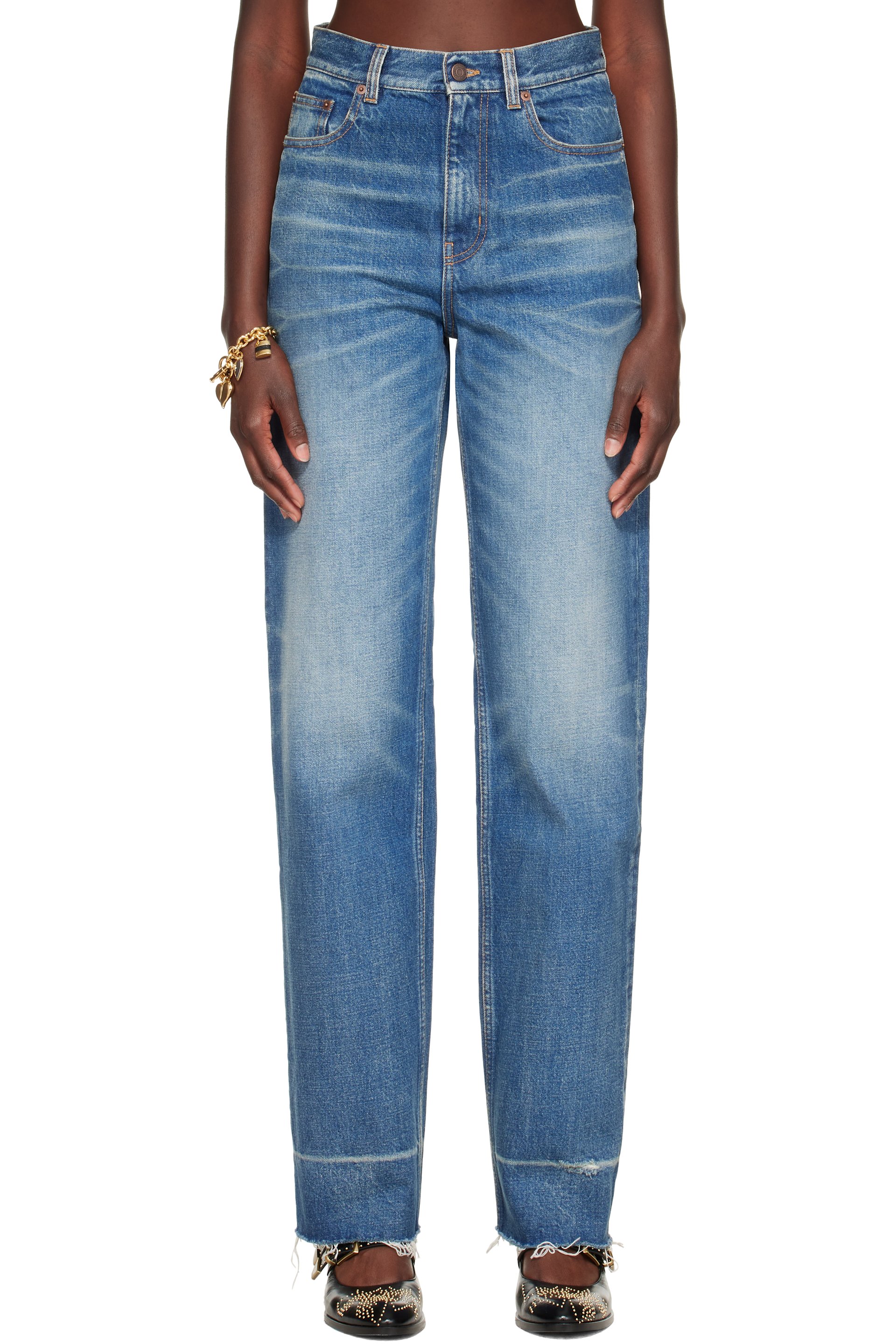 Chloé - Blue Distressed Cuff Jeans