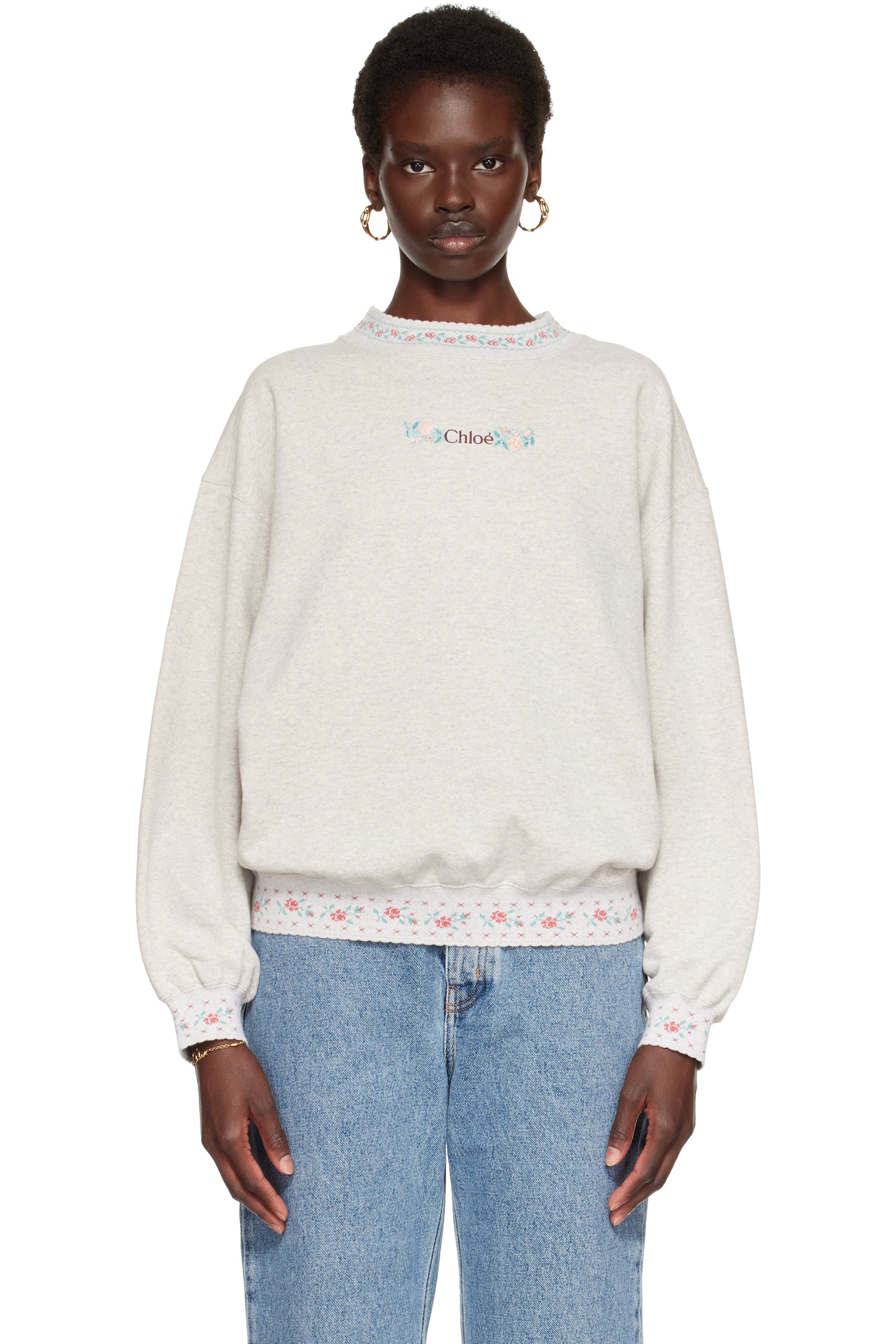 Chloé - Gray Cotton Fleece Sweatshirt