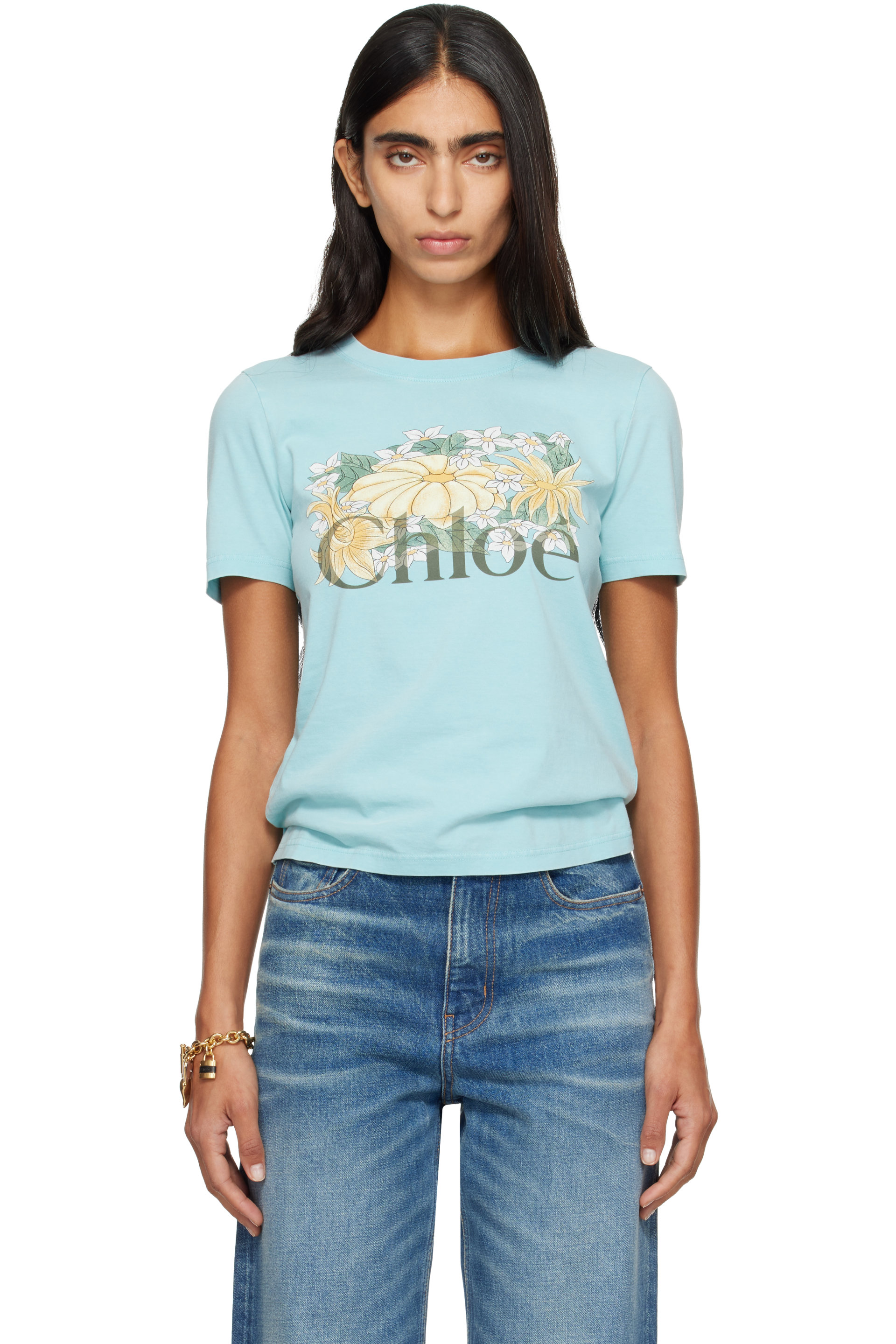 Chloé - Blue Cotton Jersey Baby Fit Logo T-shirt