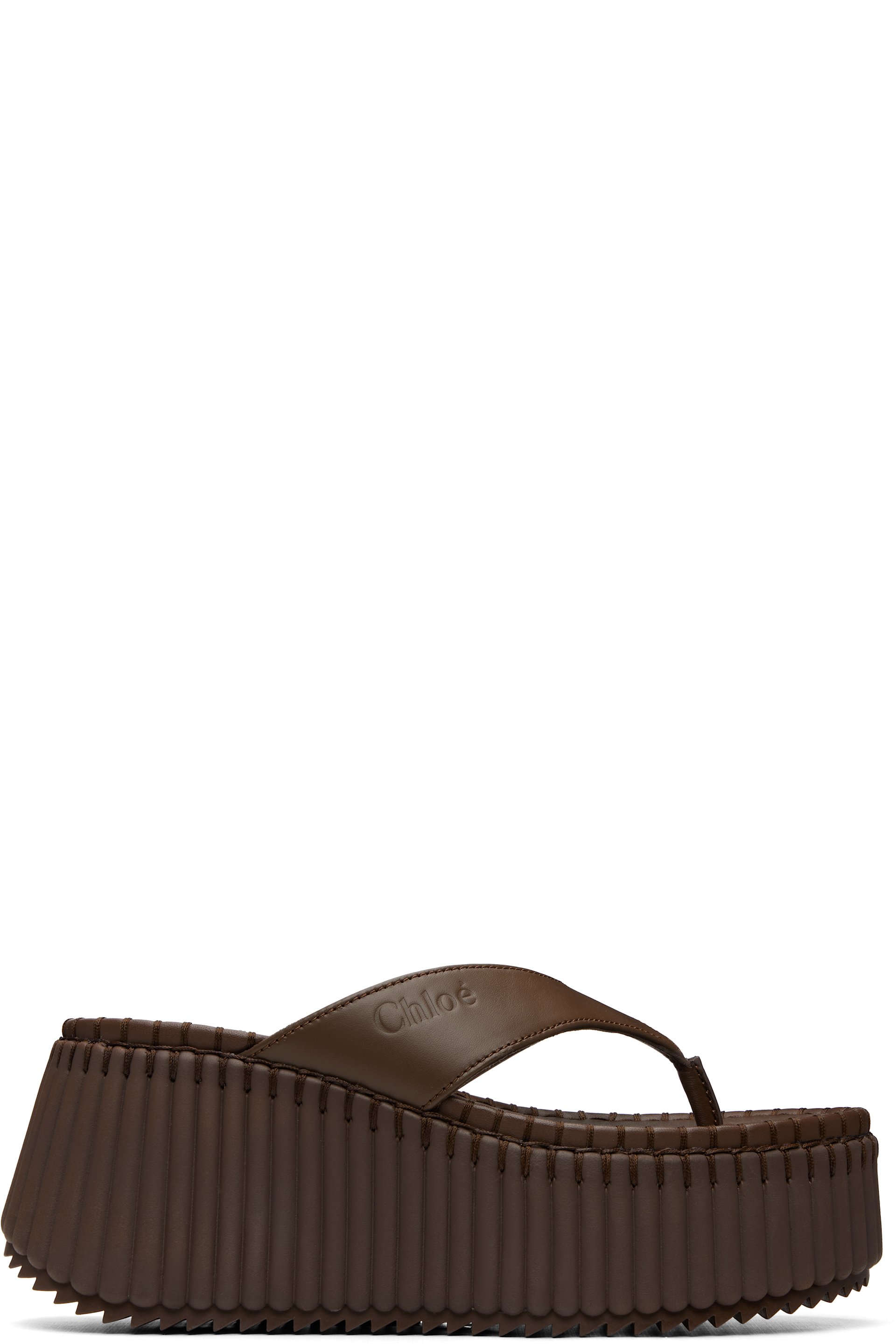Chloé - Brown Napa Wedge Heeled Sandals