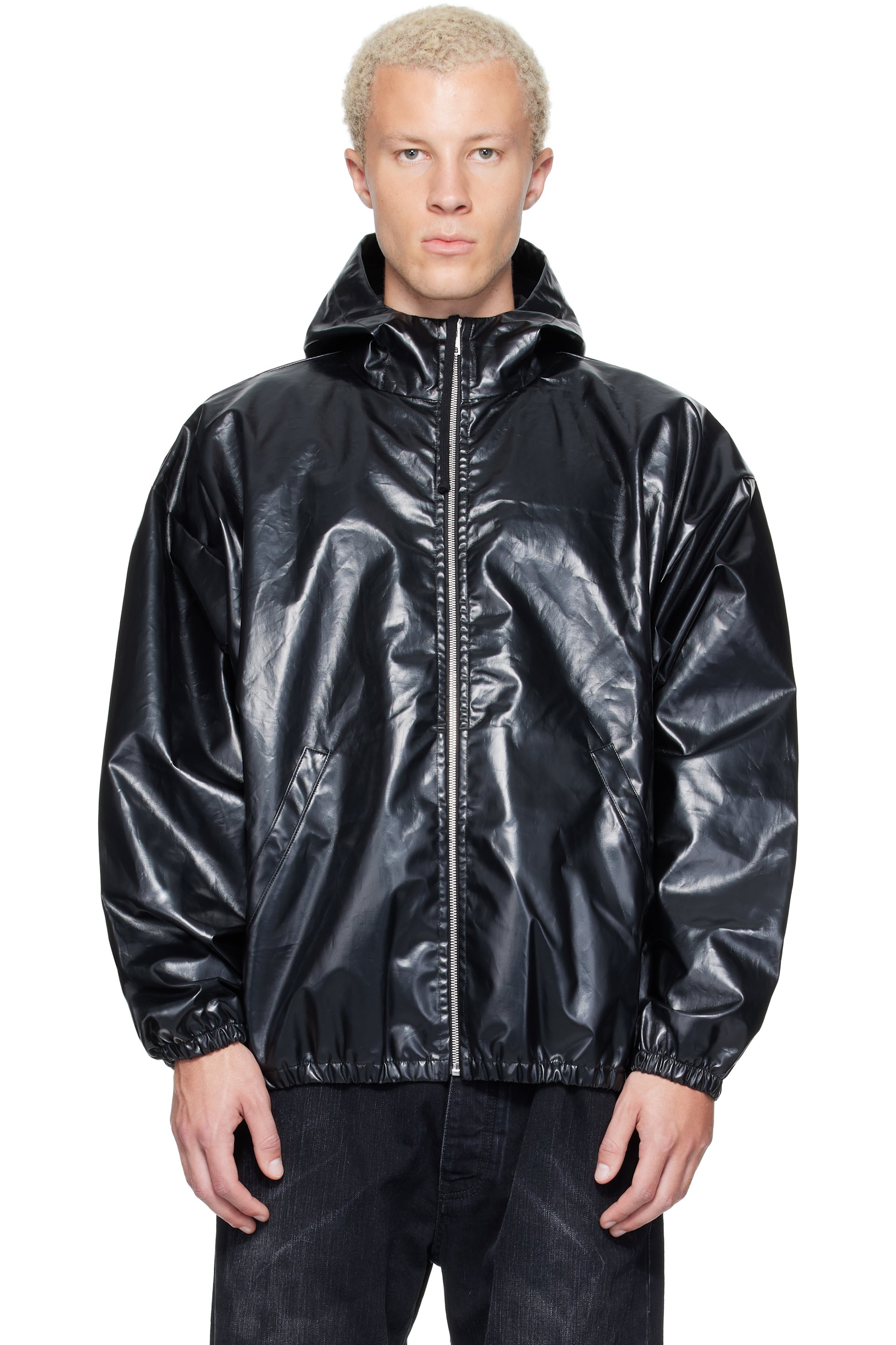 ALEXANDER DIGENOVA - Black Coated Windbreaker Jacket
