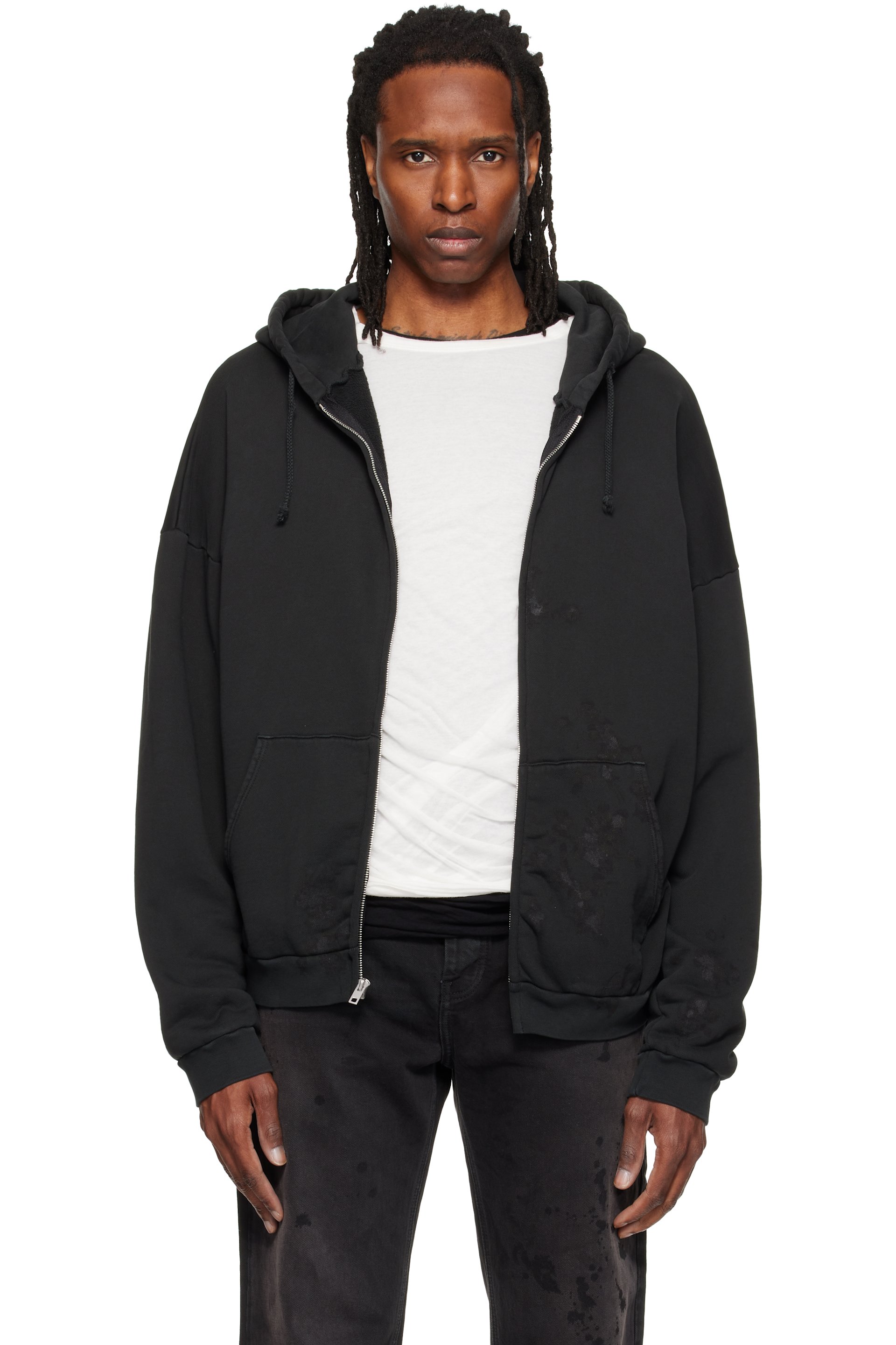 ALEXANDER DIGENOVA - Black Zip Up Painter Hoodie