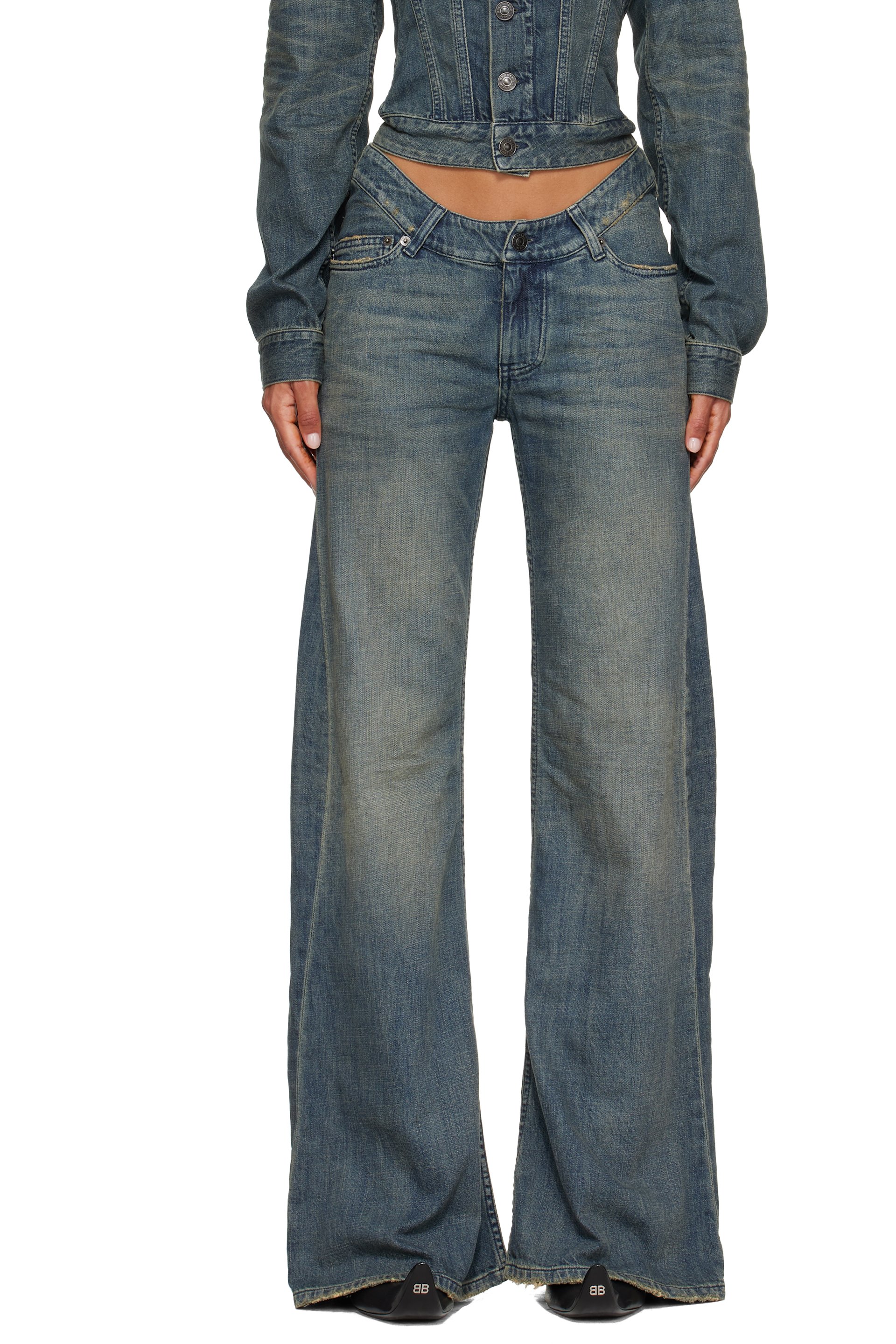 Balenciaga - Blue Curved Waist Jeans
