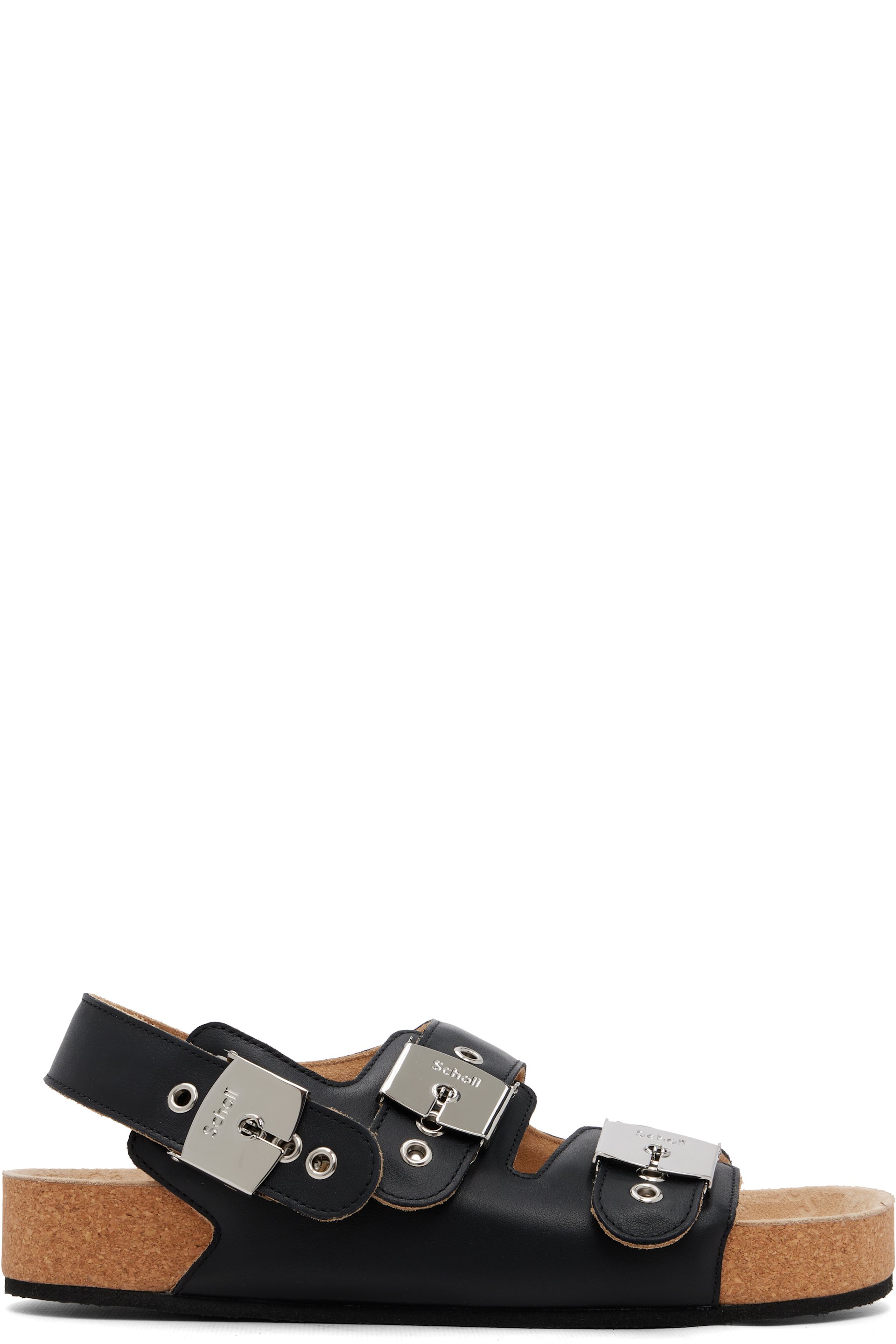 Balenciaga - Black Scholl Edition Calfskin Flat Sandals
