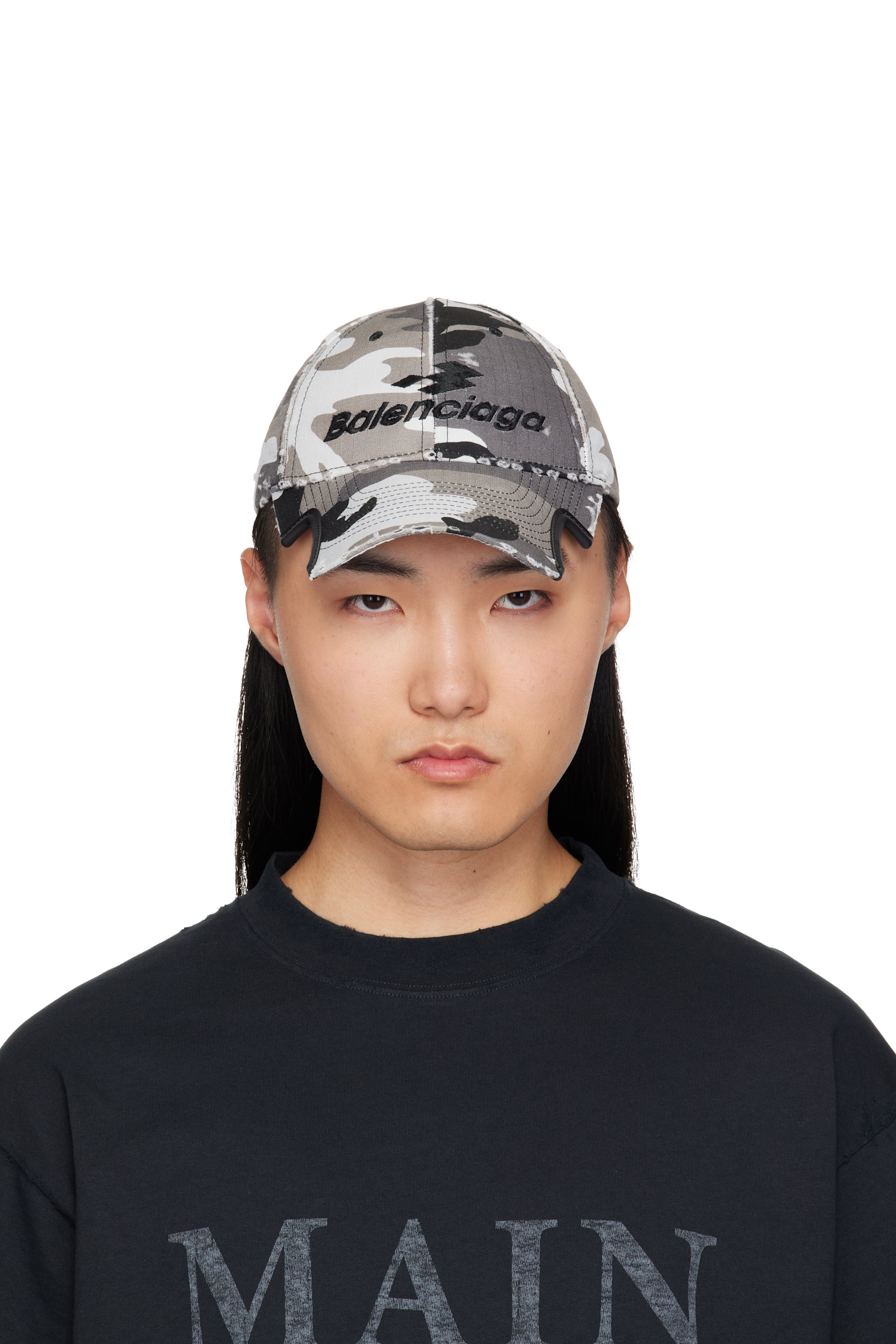 Balenciaga - Gray & Black Camo Cotton Ripstop Cap
