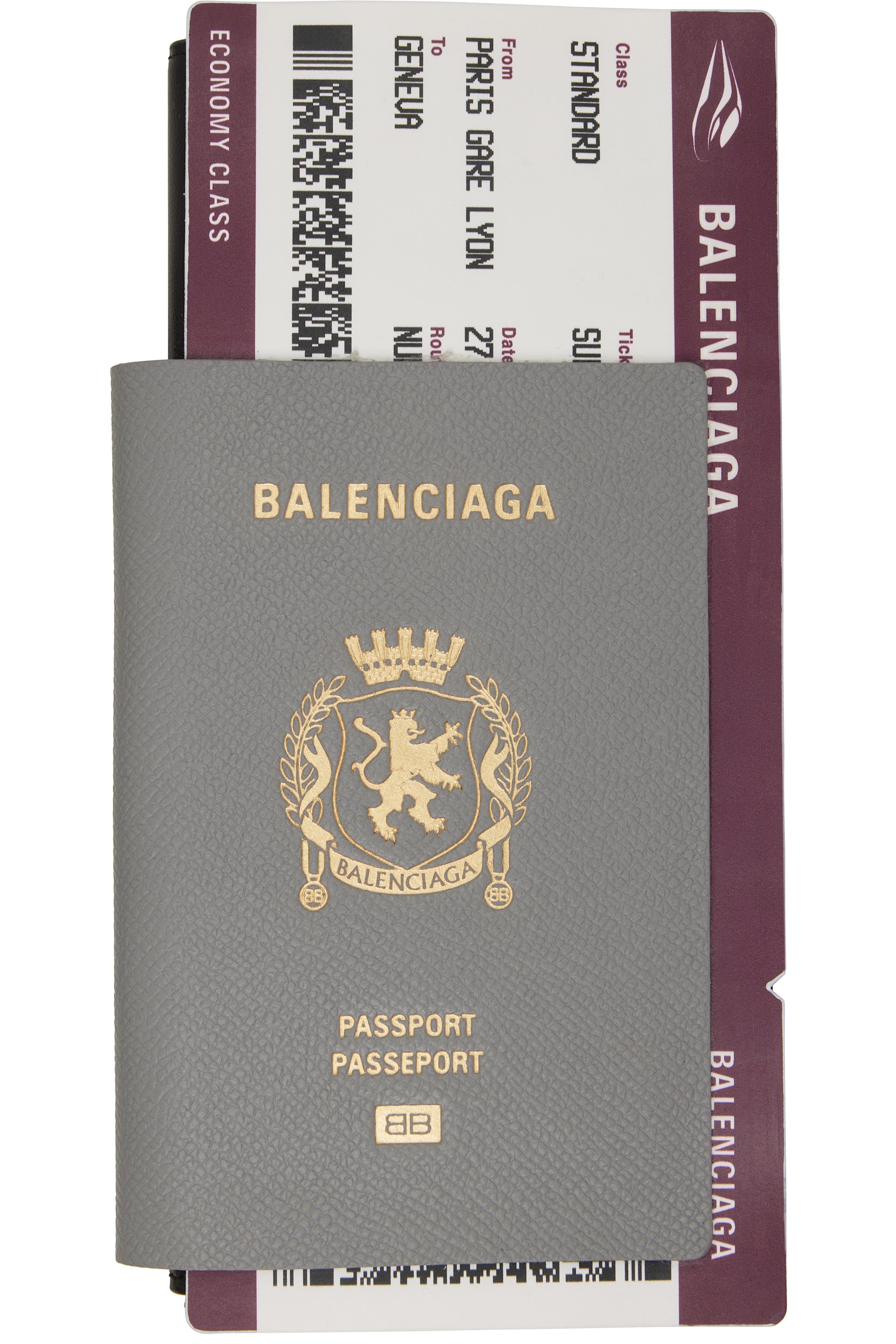 Balenciaga - Long portefeuille en forme de passeport gris
