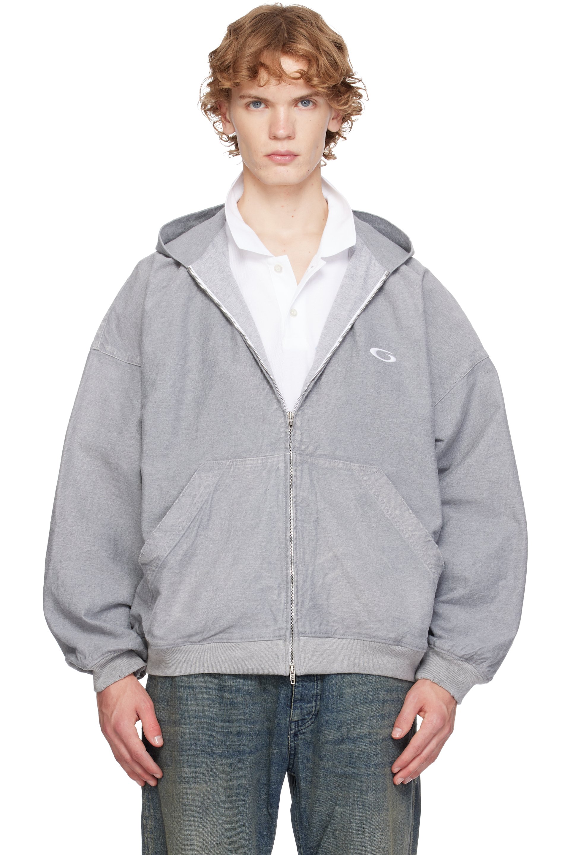 Balenciaga - Gray Denim Logo Hoodie