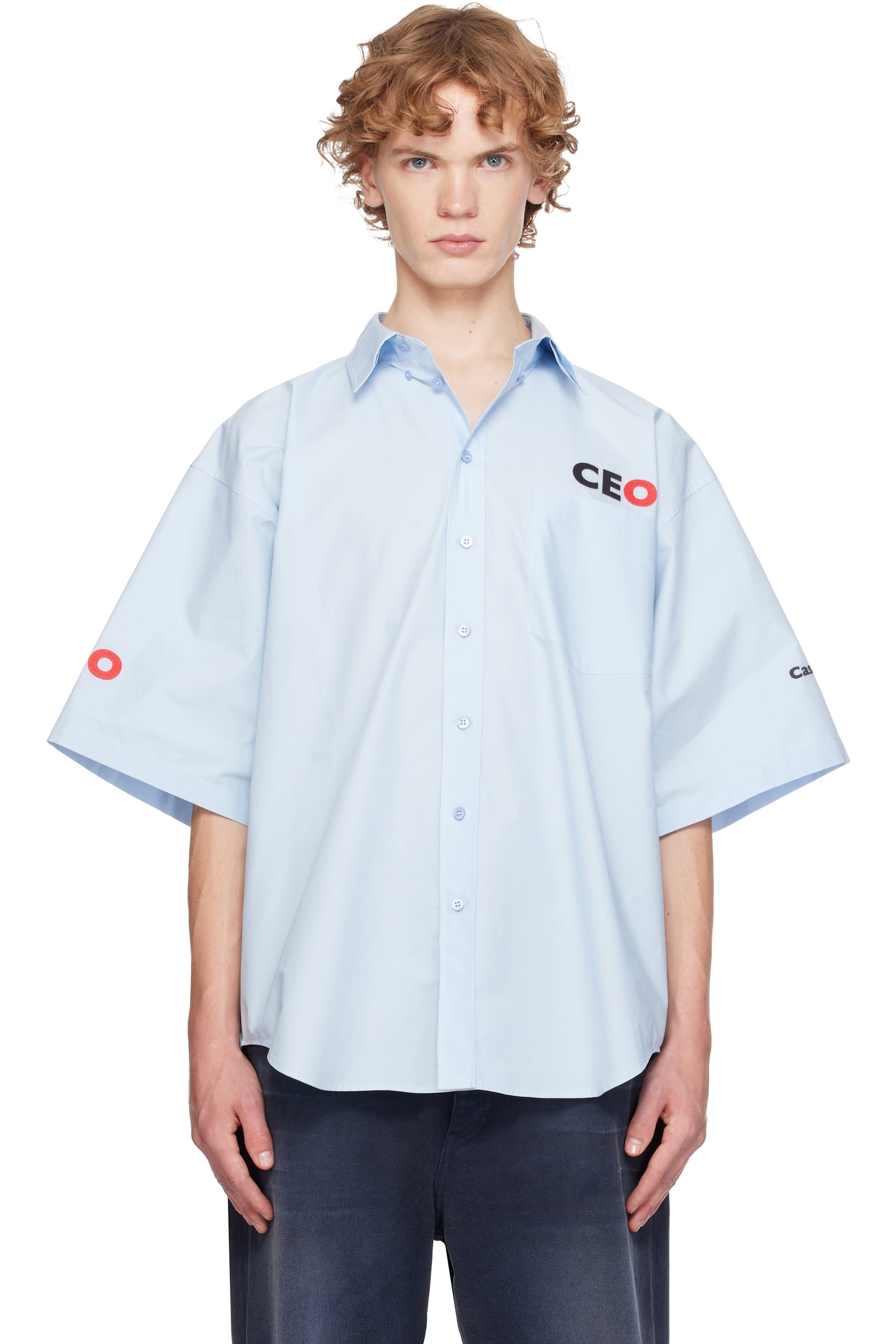 Balenciaga - Chemise surdimensionnée bleue en popeline de coton