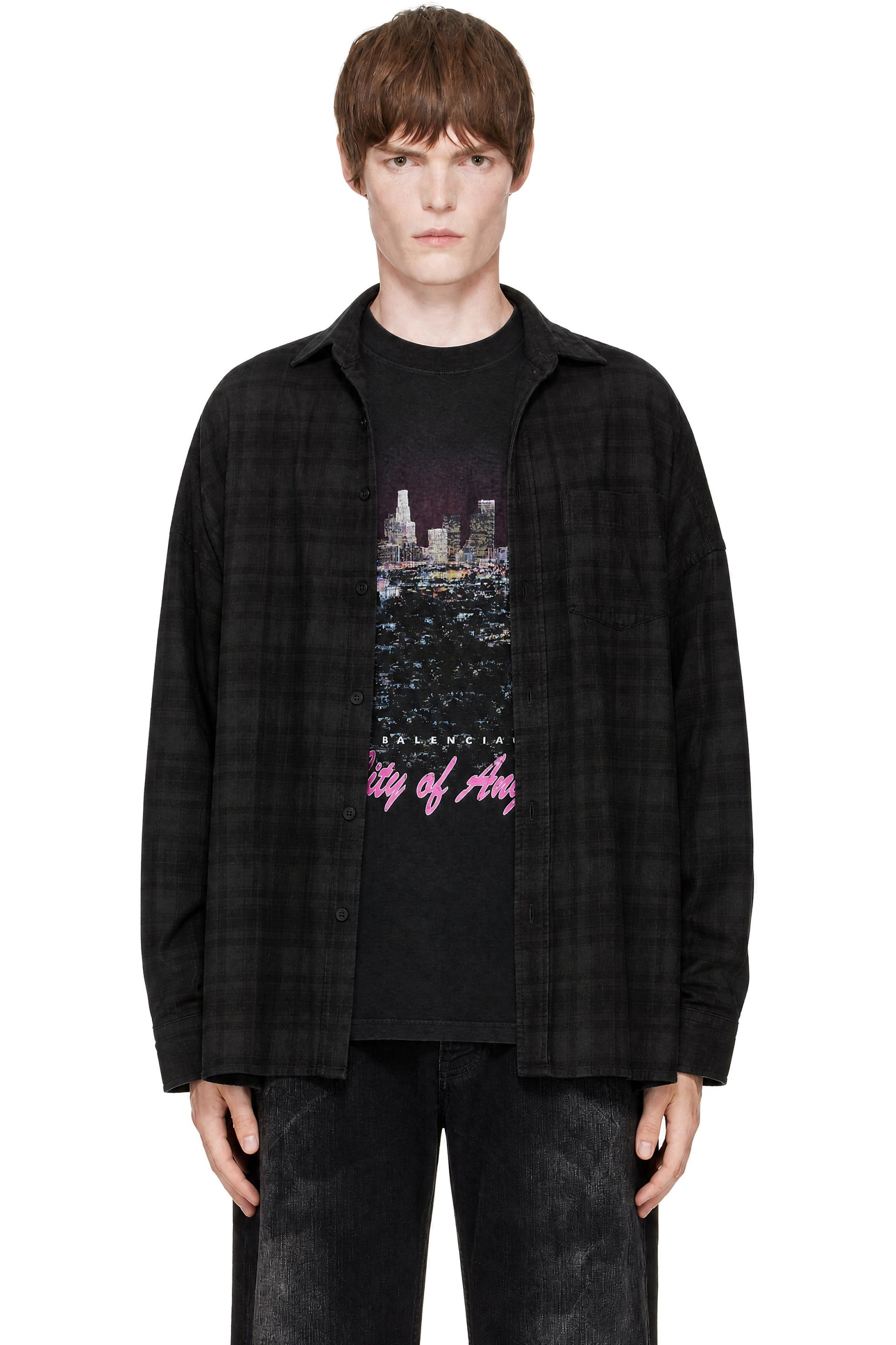 Balenciaga - Black Flannel Layered Shirt