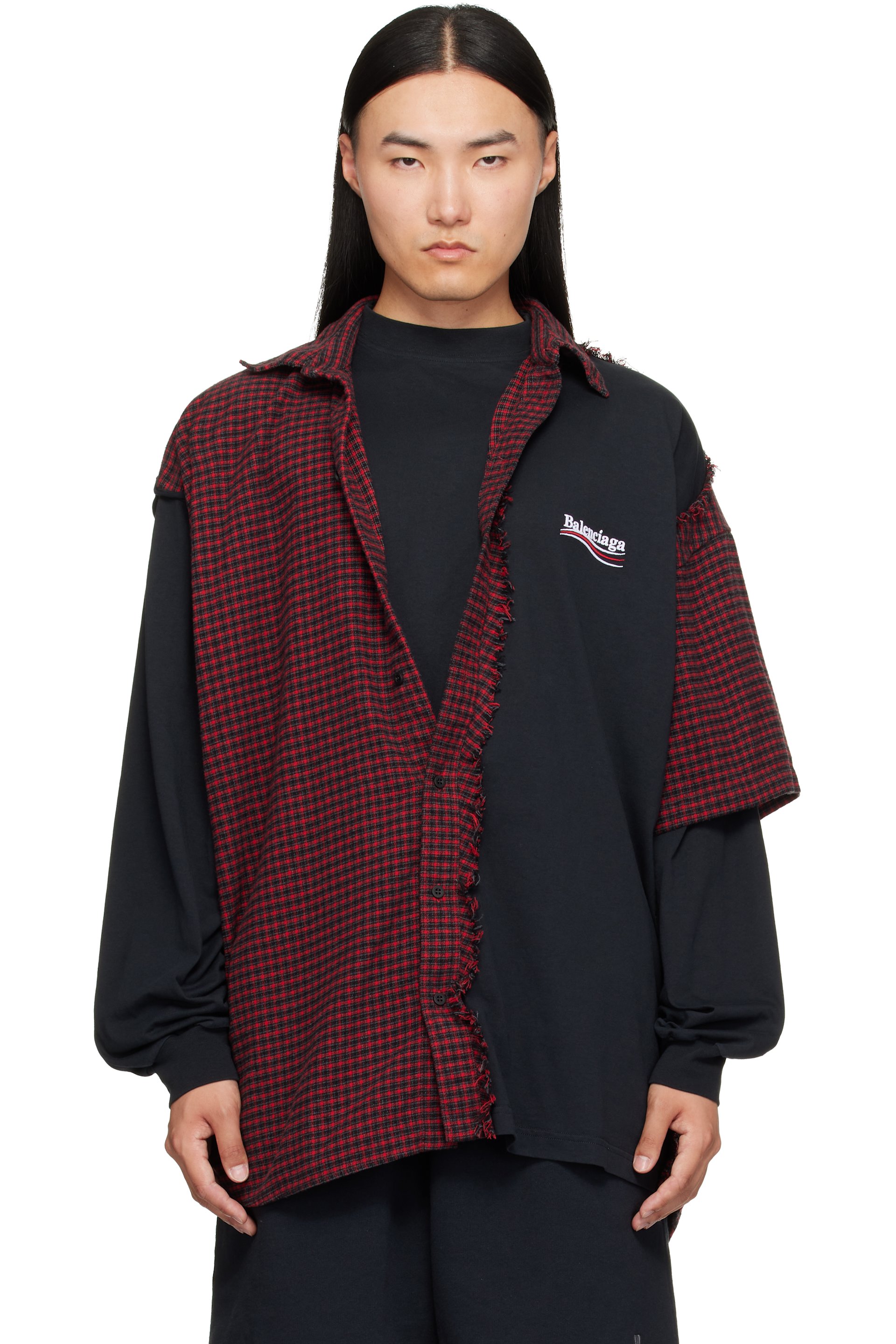 Balenciaga - Chemise rouge et noir à carreaux
