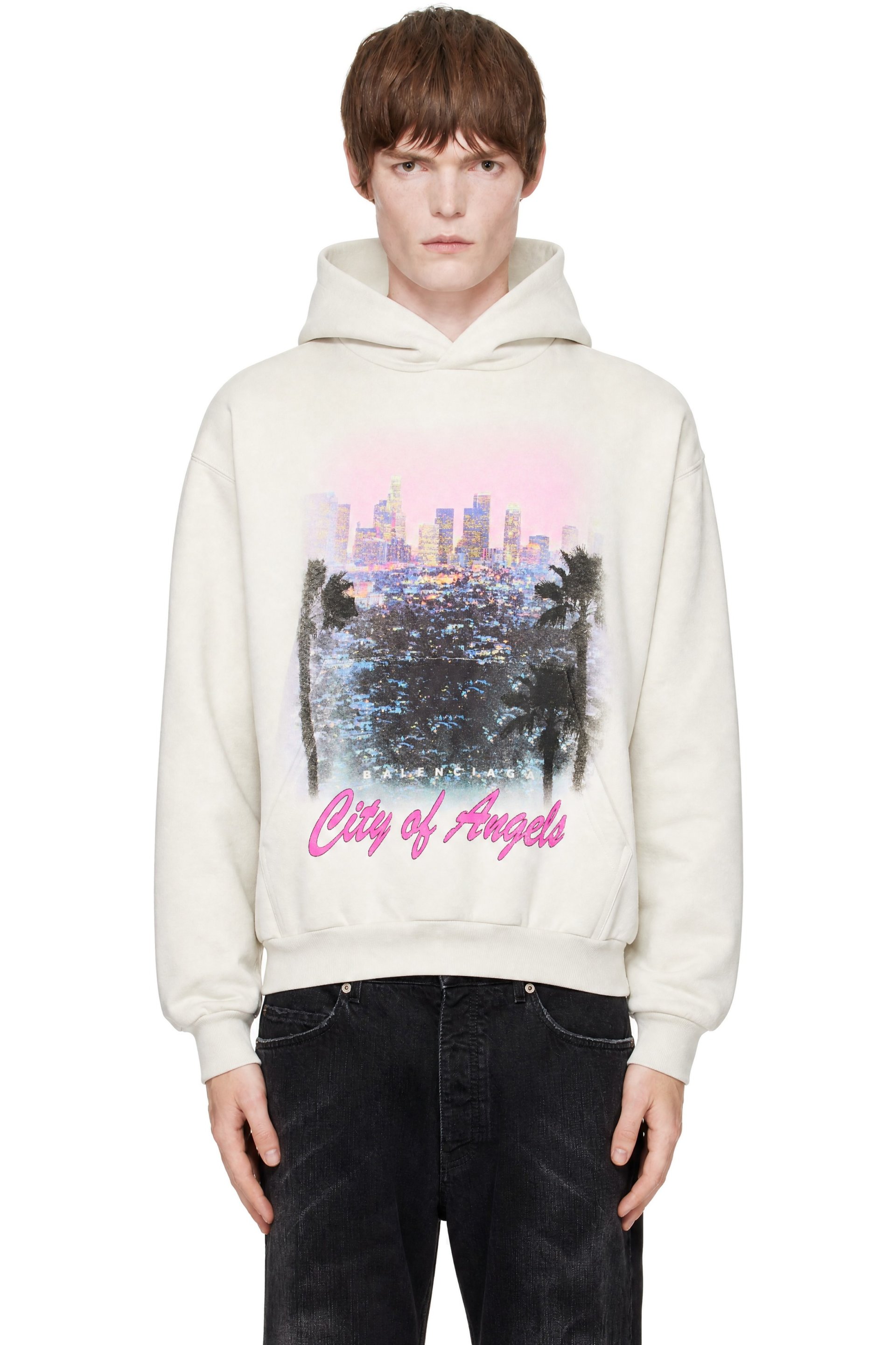 Balenciaga - Beige 'City Of Angels' Medium Fit Hoodie