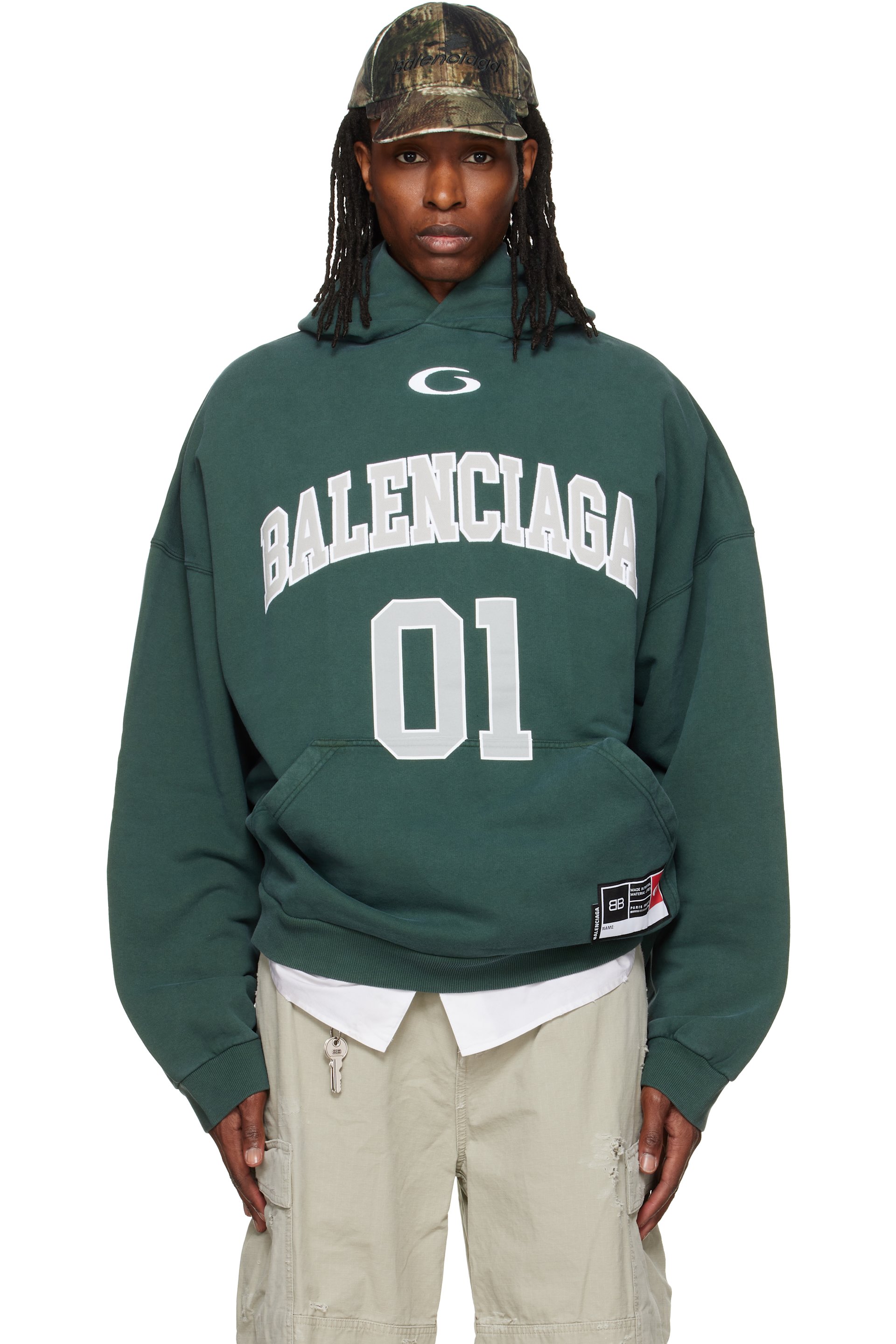 Balenciaga - Green Basketball Large Fit Hoodie