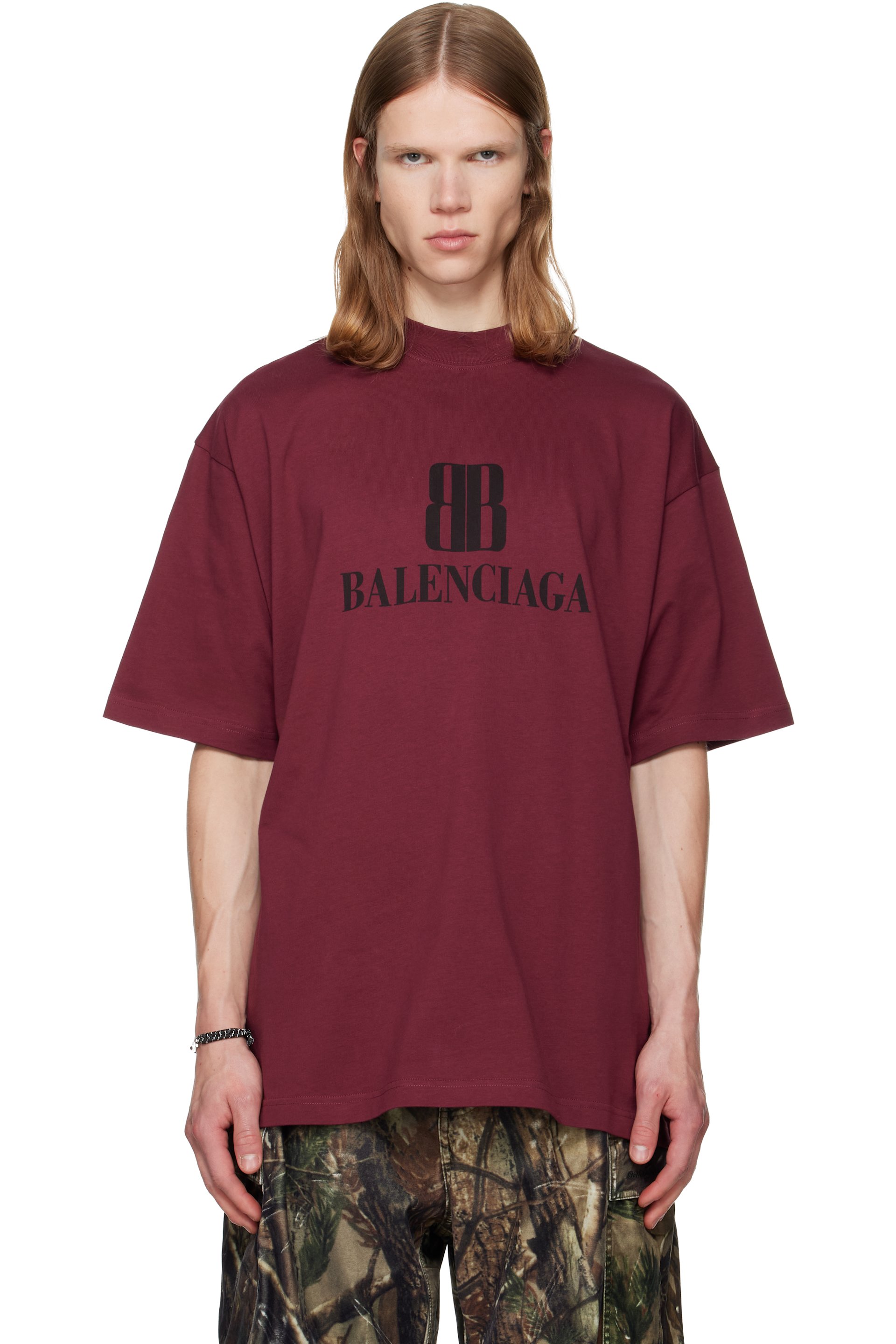 Balenciaga - Burgundy Nano BB Medium Fit T-shirt