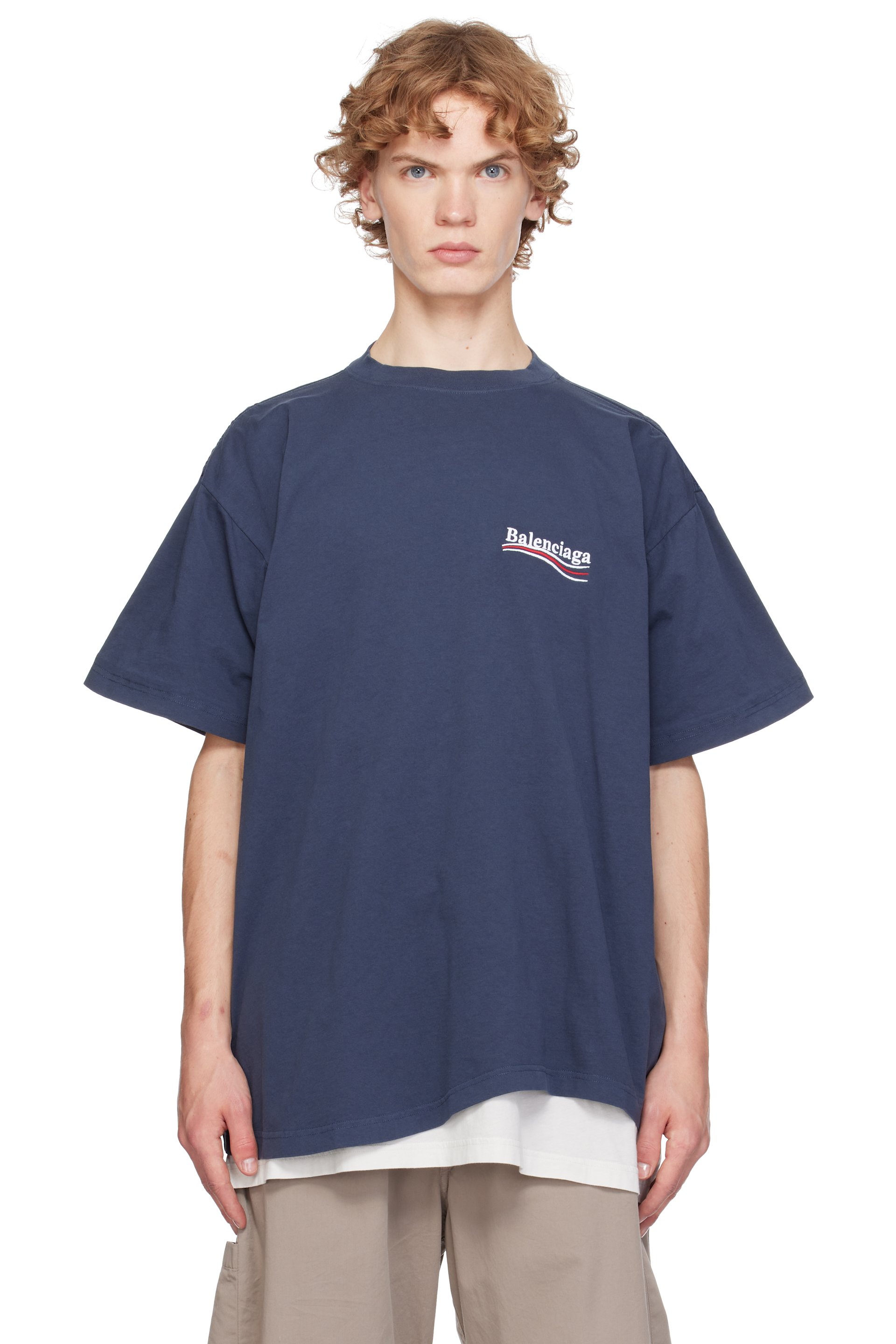 Balenciaga - Navy Political Campaign Double T-shirt