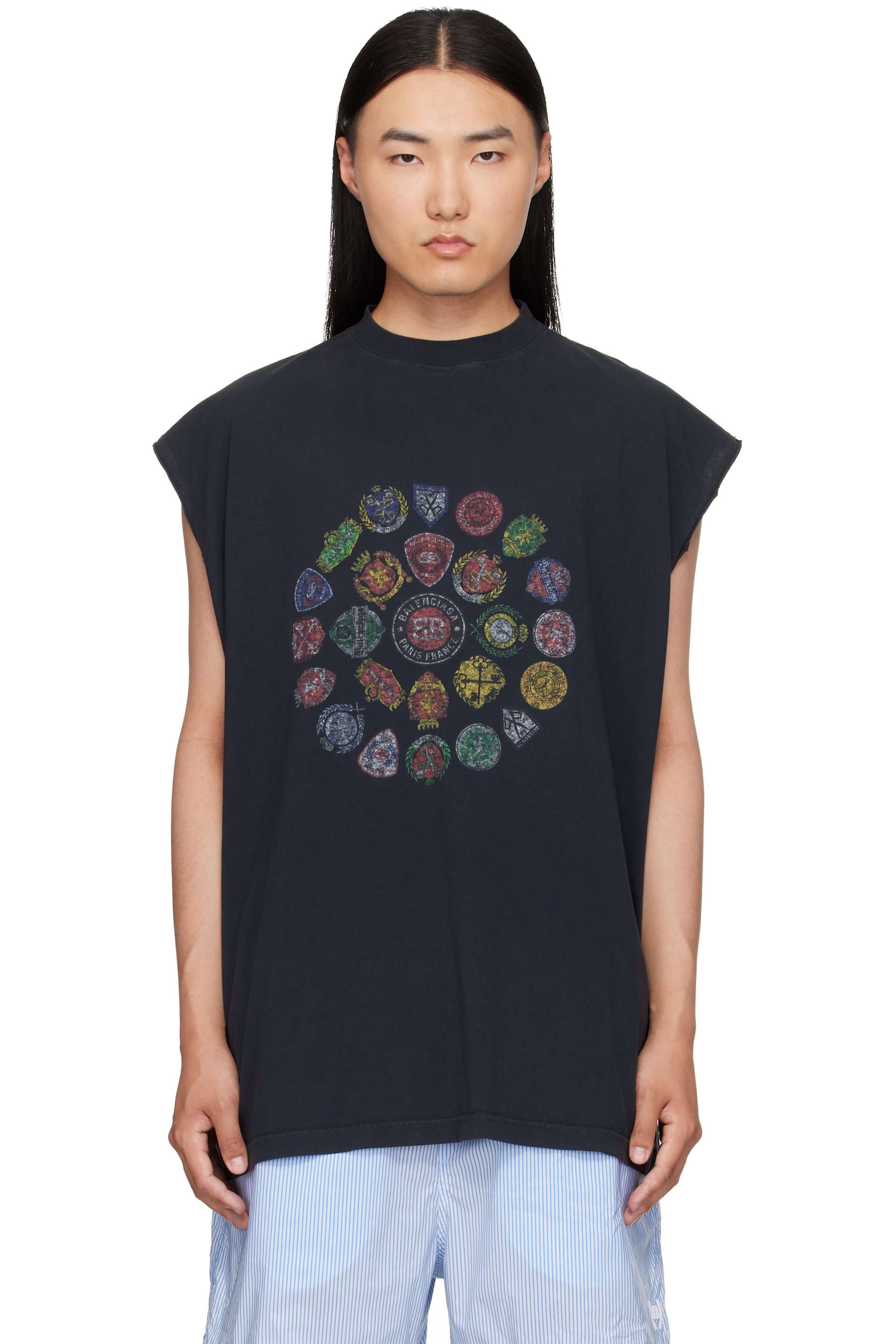 Balenciaga - T-shirt noir à logo en spirale