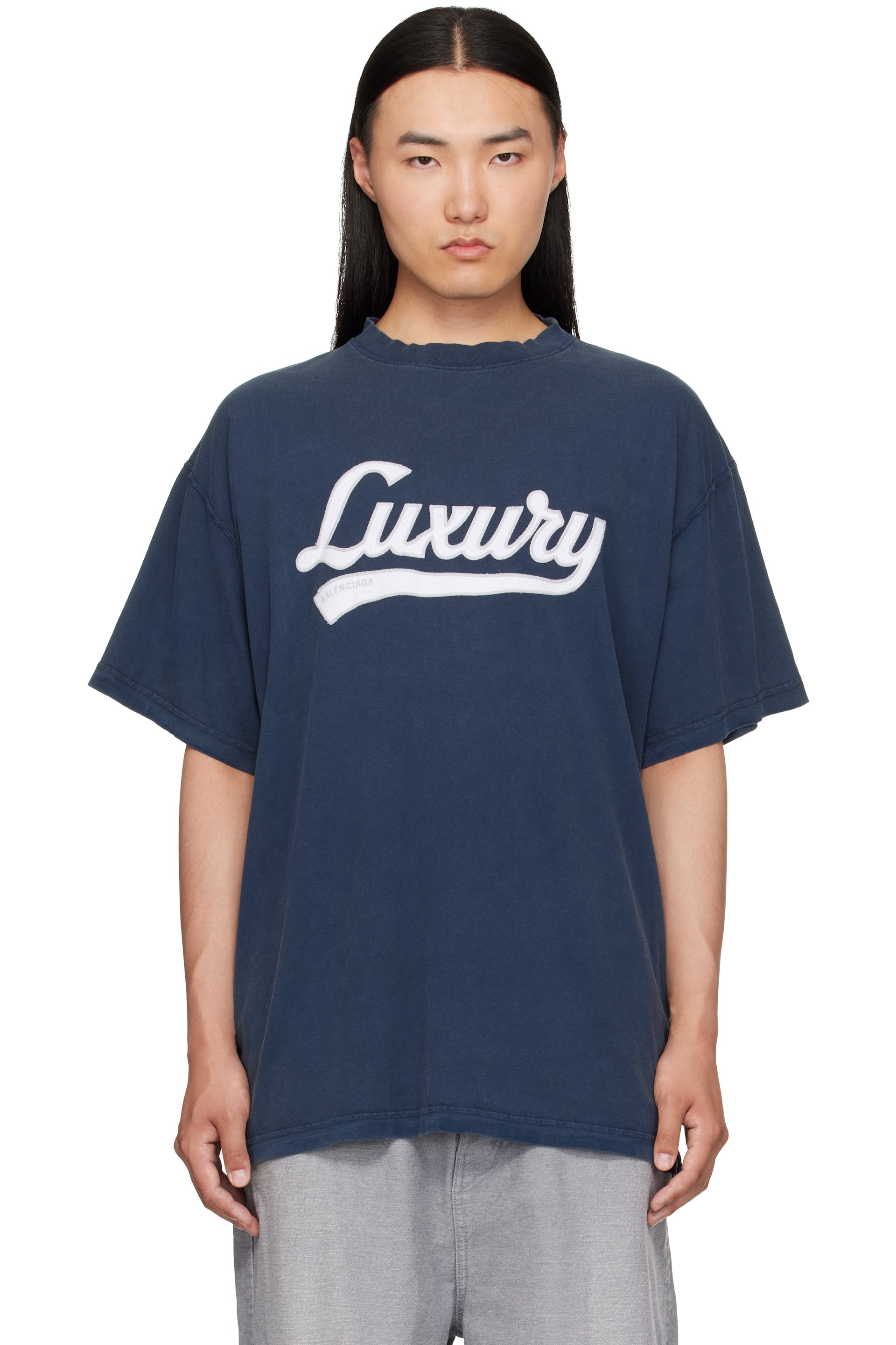 Balenciaga - T-shirt Luxury bleu marine