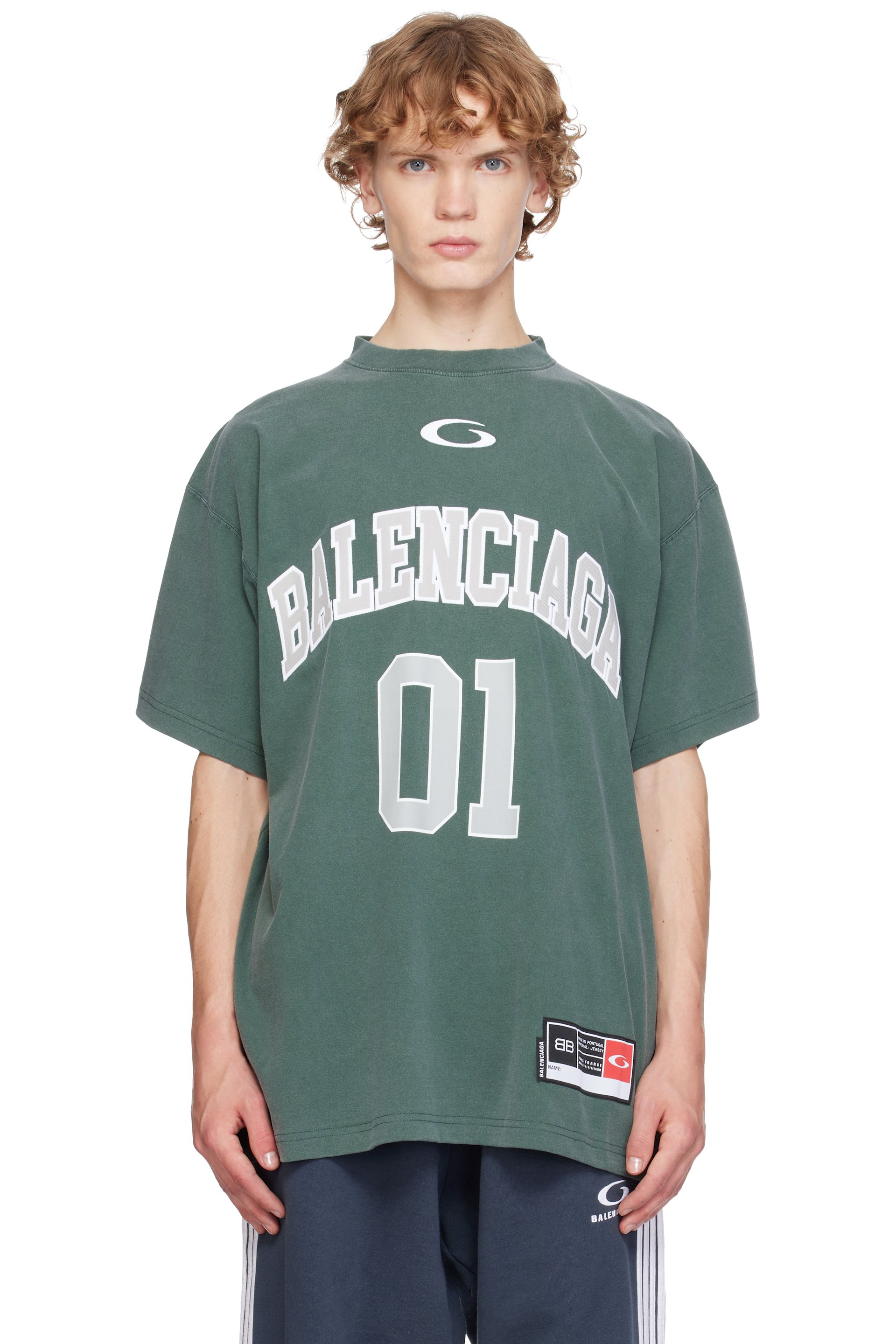 Balenciaga - T-shirt de basketball surdimensionné vert