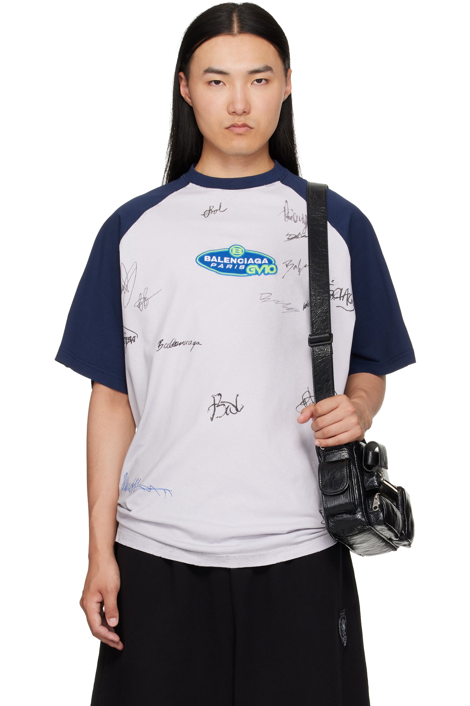 Balenciaga - T-shirt blanc à manches raglan