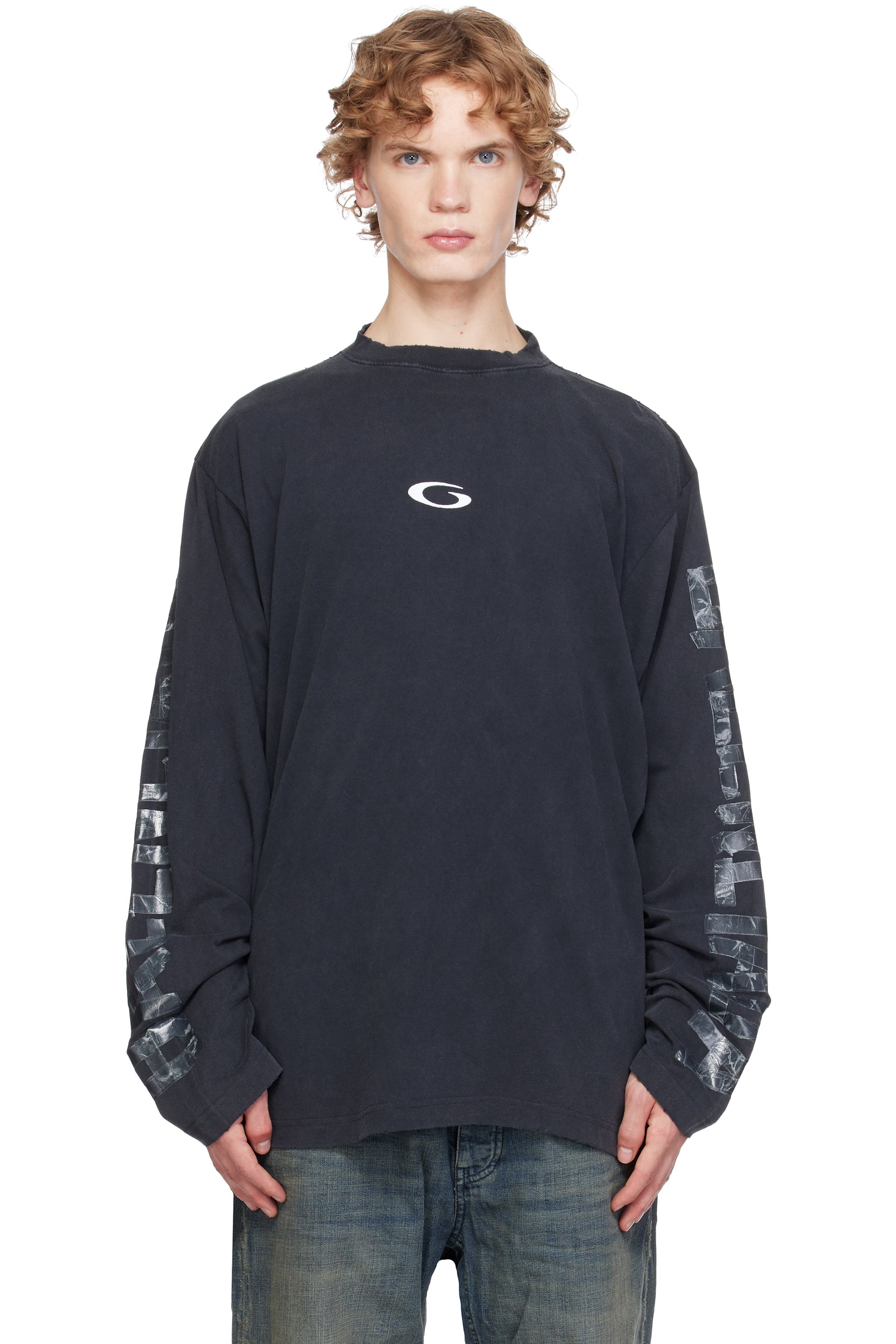 Balenciaga - T-shirt noir à effet délavé et à logo Loop