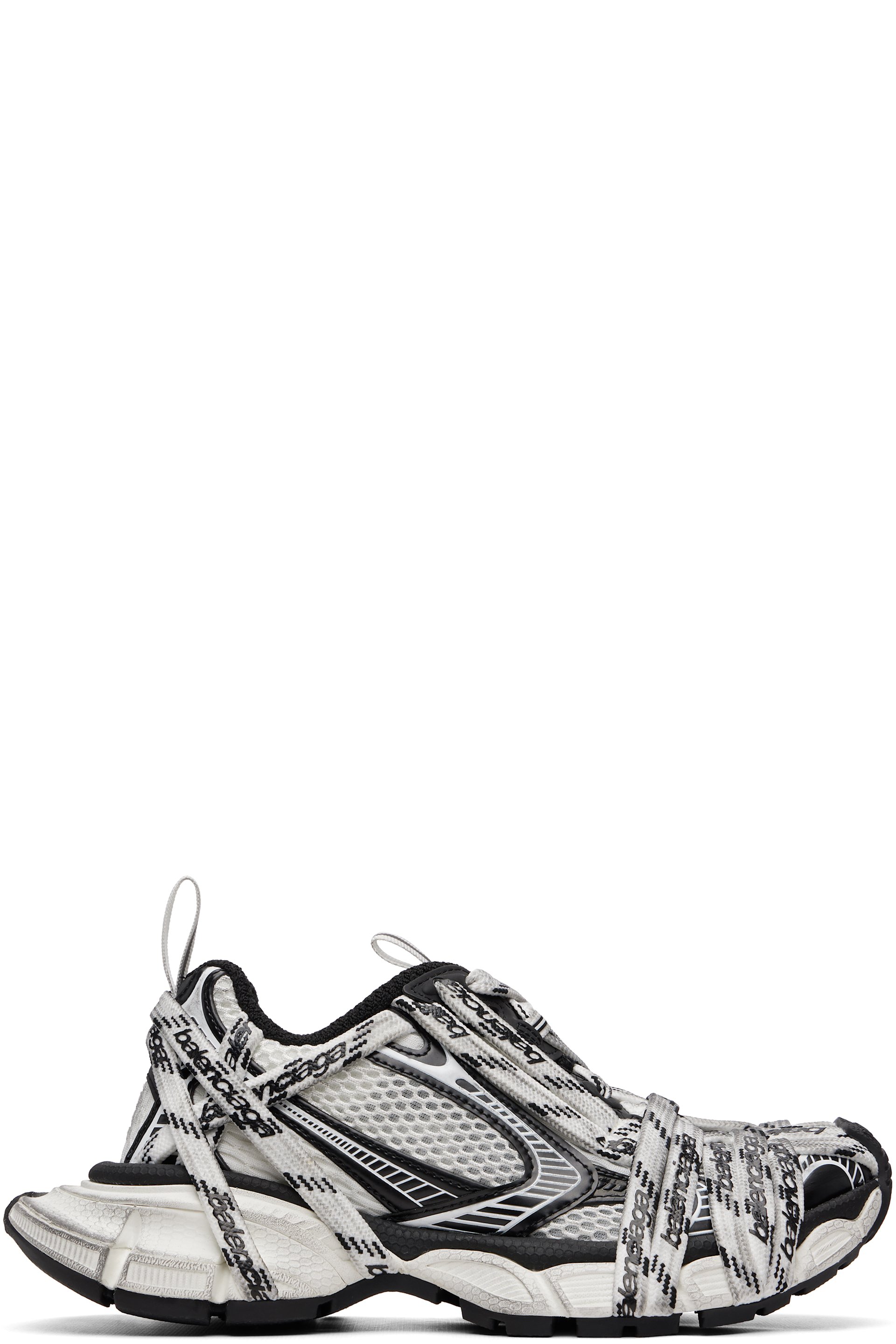 Balenciaga - Baskets 3XL blanc et noir à ornement à lacets entrecroisés