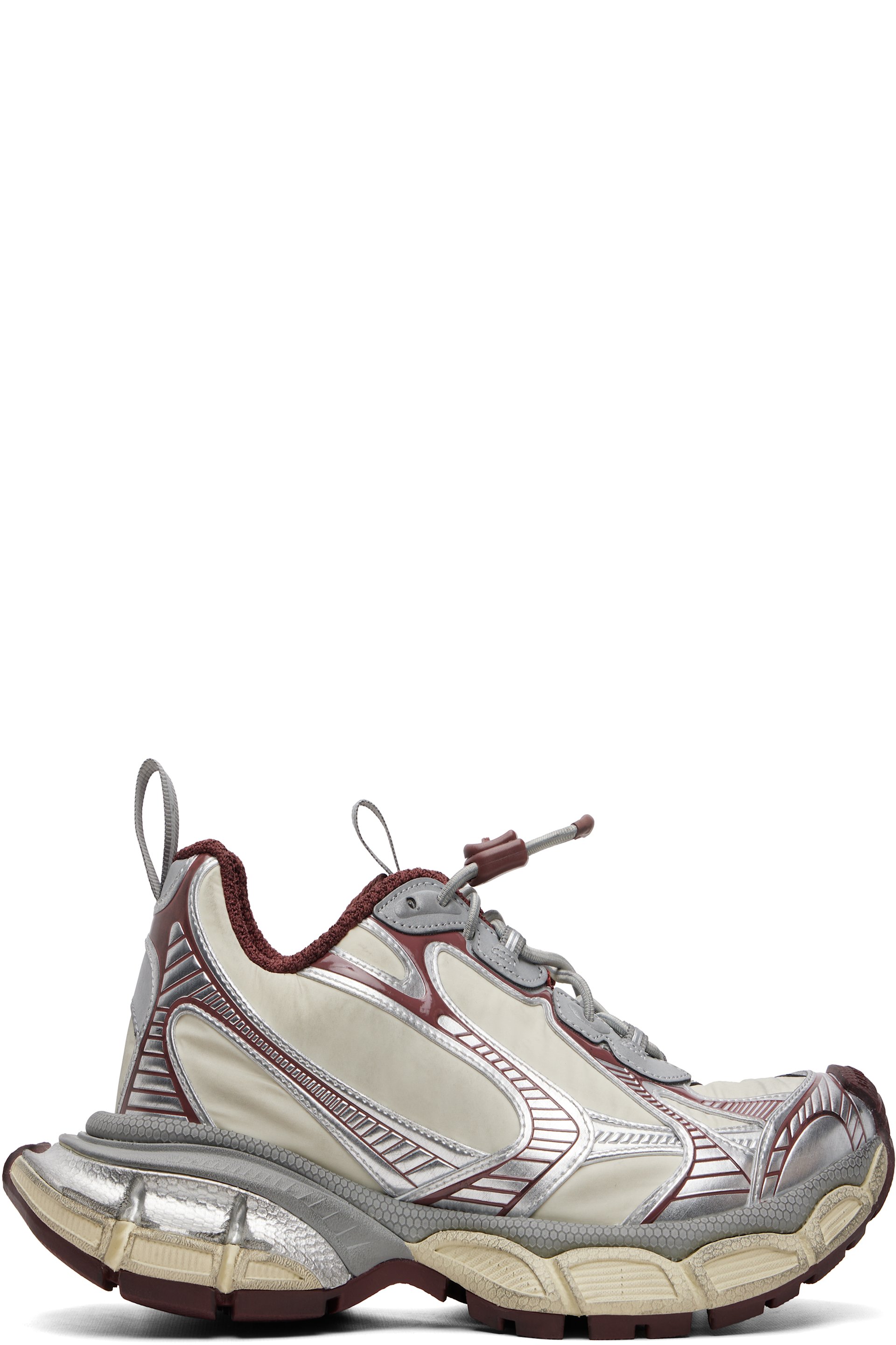 Balenciaga - Baskets 3XL argenté et beige en taffetas