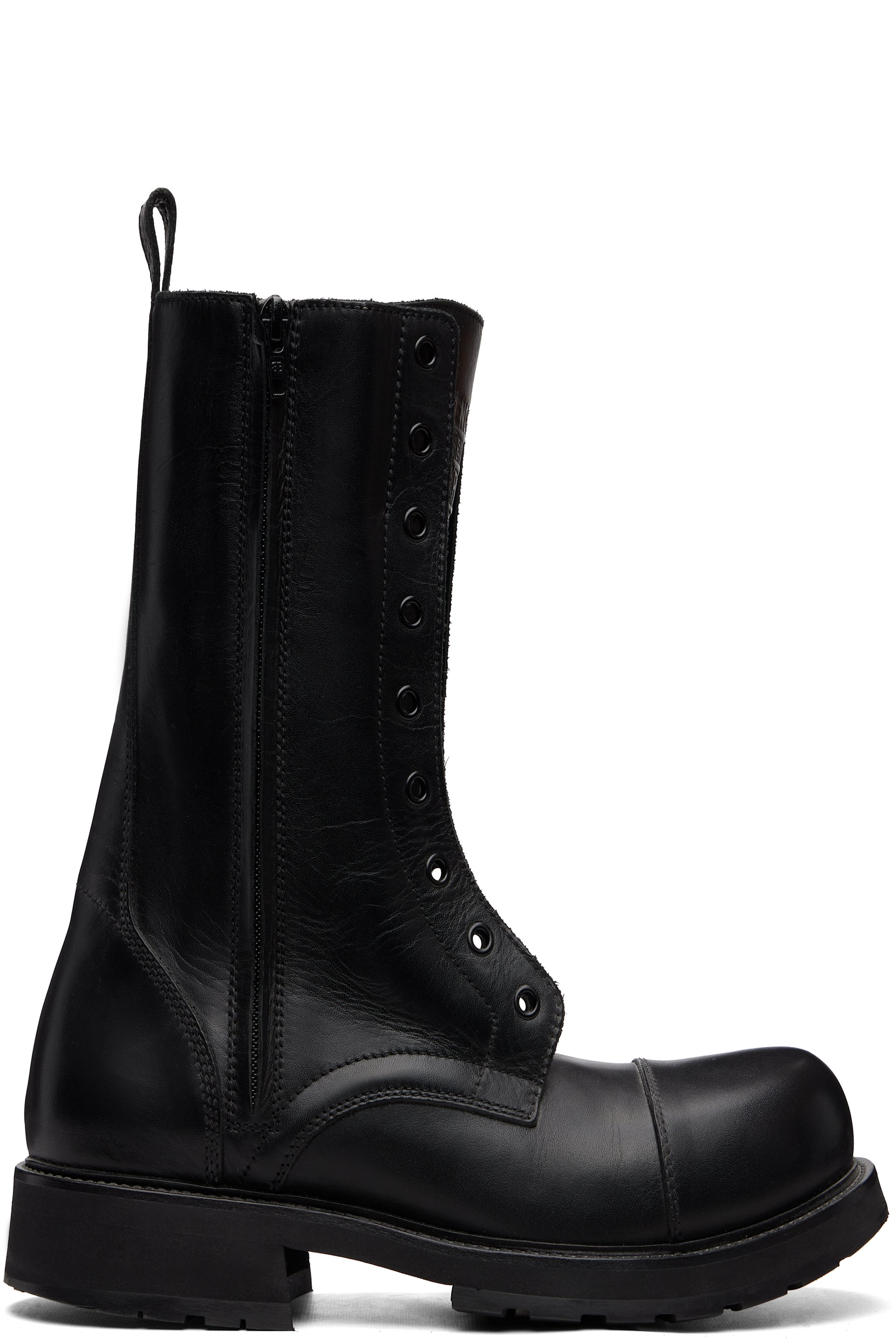 Balenciaga - Bottes de style chaussure de camionneur noires à laçage