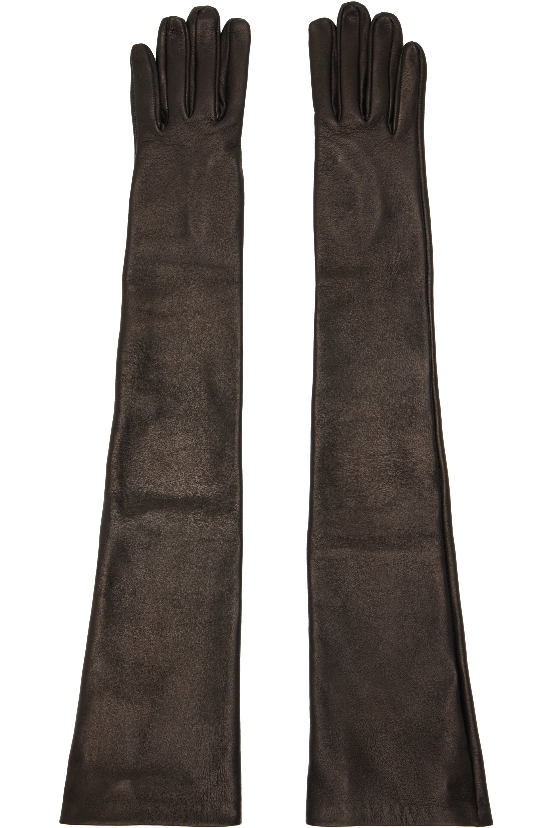 Mugler - Gants longs noirs en cuir