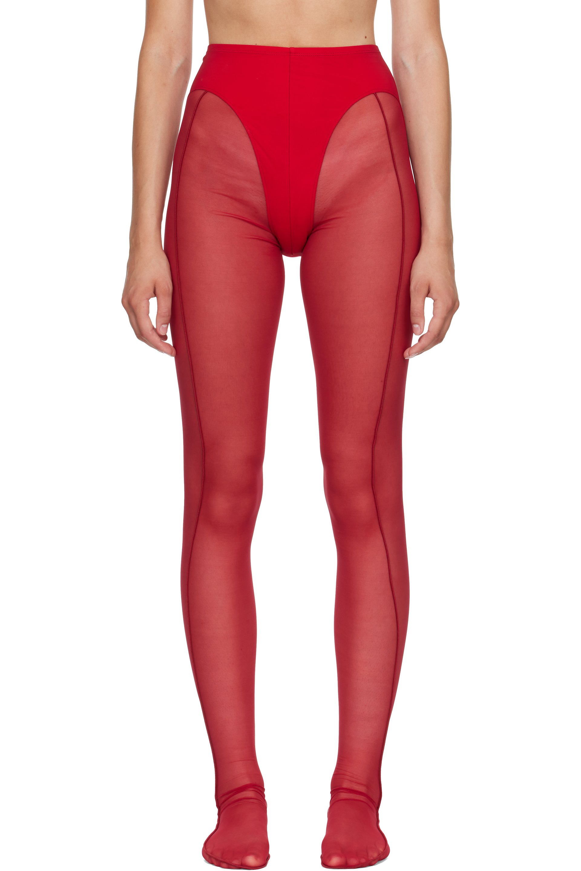 Mugler - Red Re/Edit Pantyhose Tights