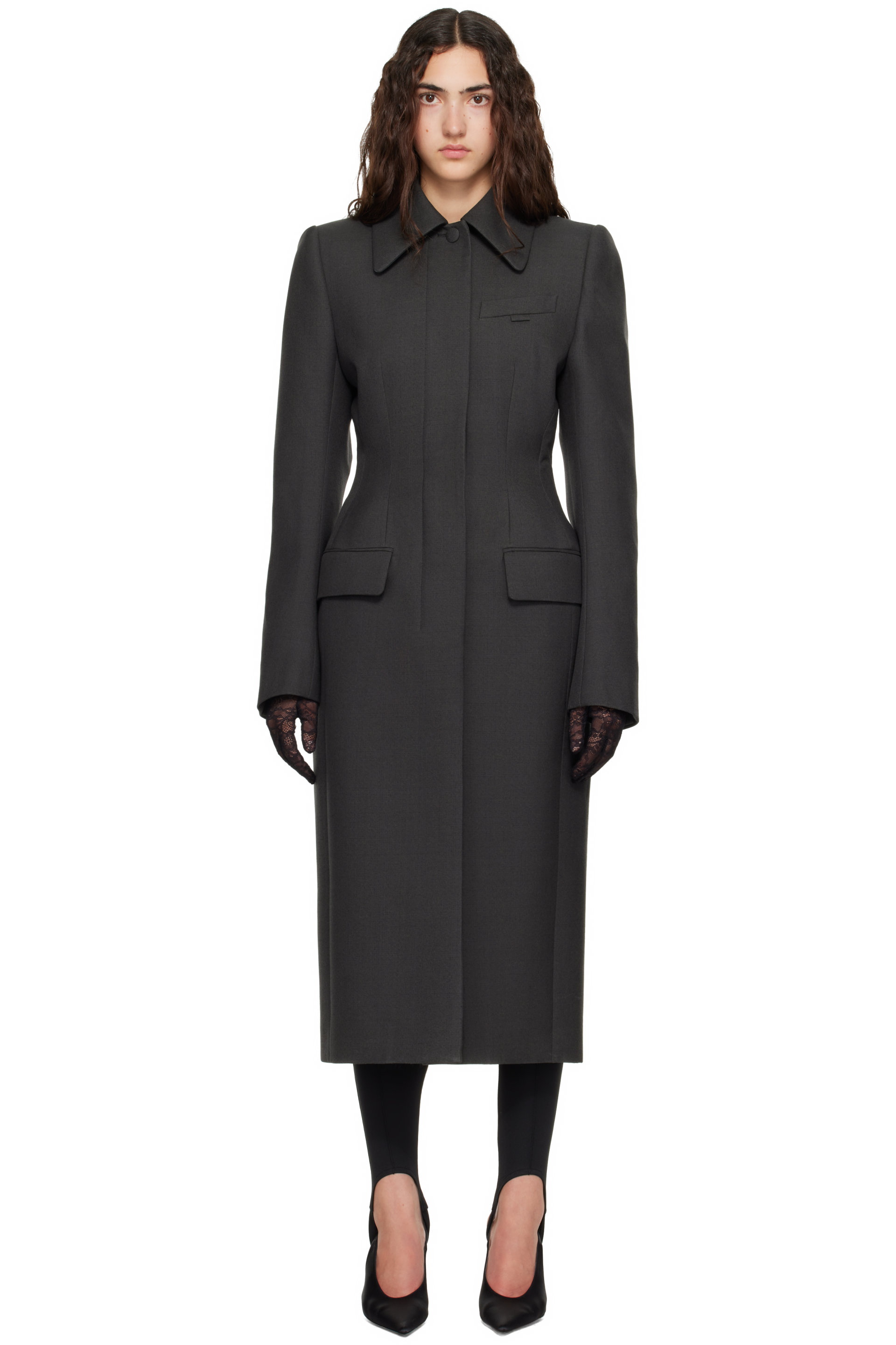 Mugler - Gray Hourglass Coat