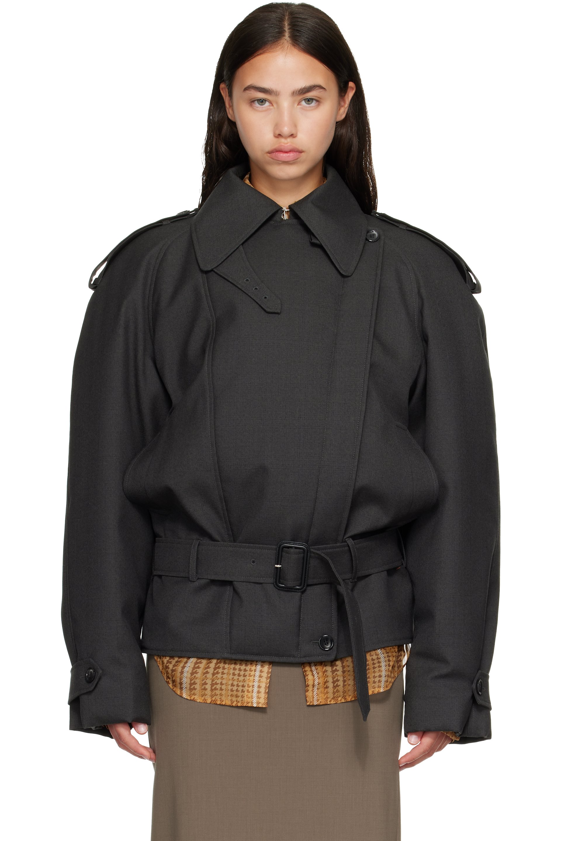 Mugler - Gray Round Jacket