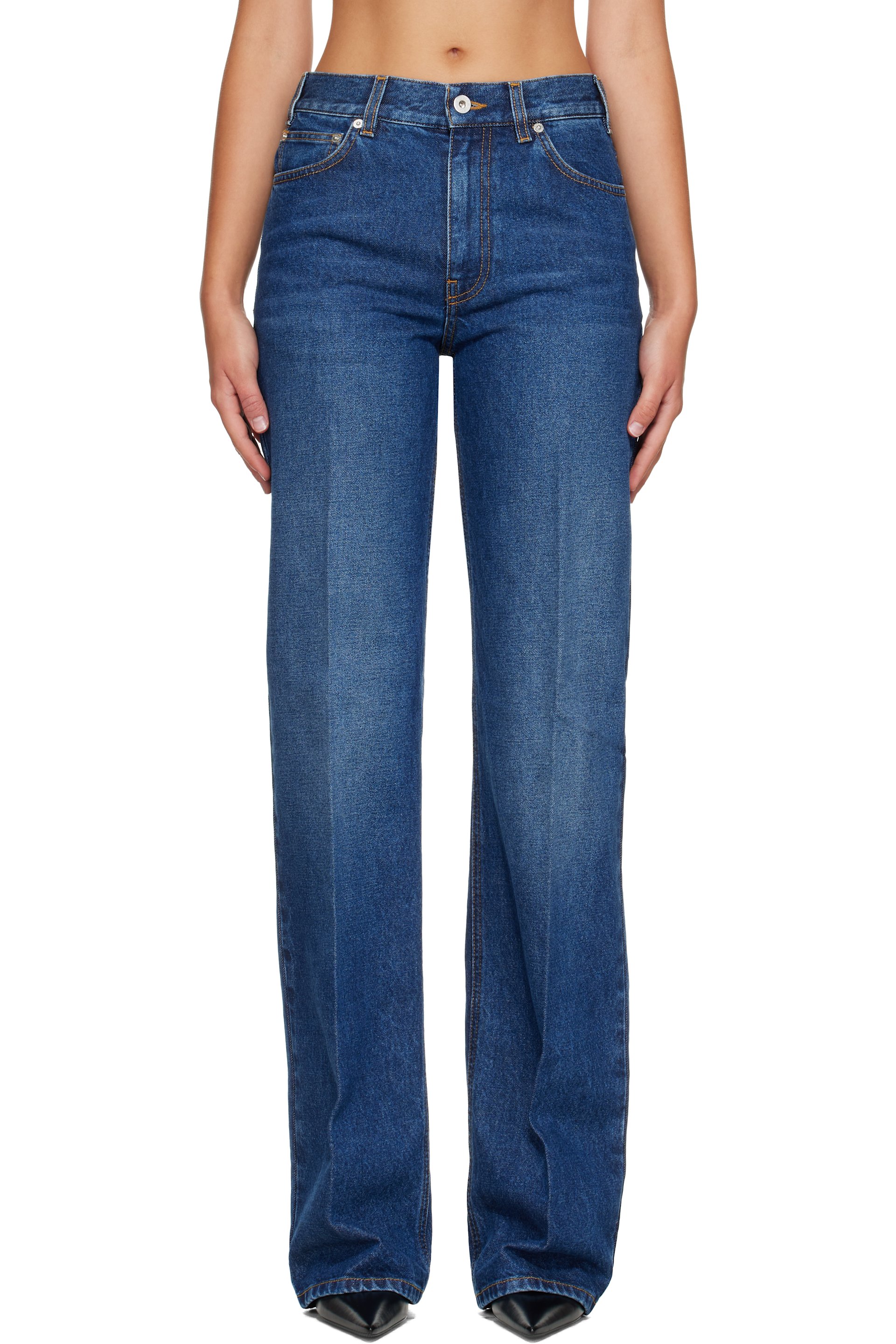 Mugler - Blue Washed Five Pocket Straight Jeans