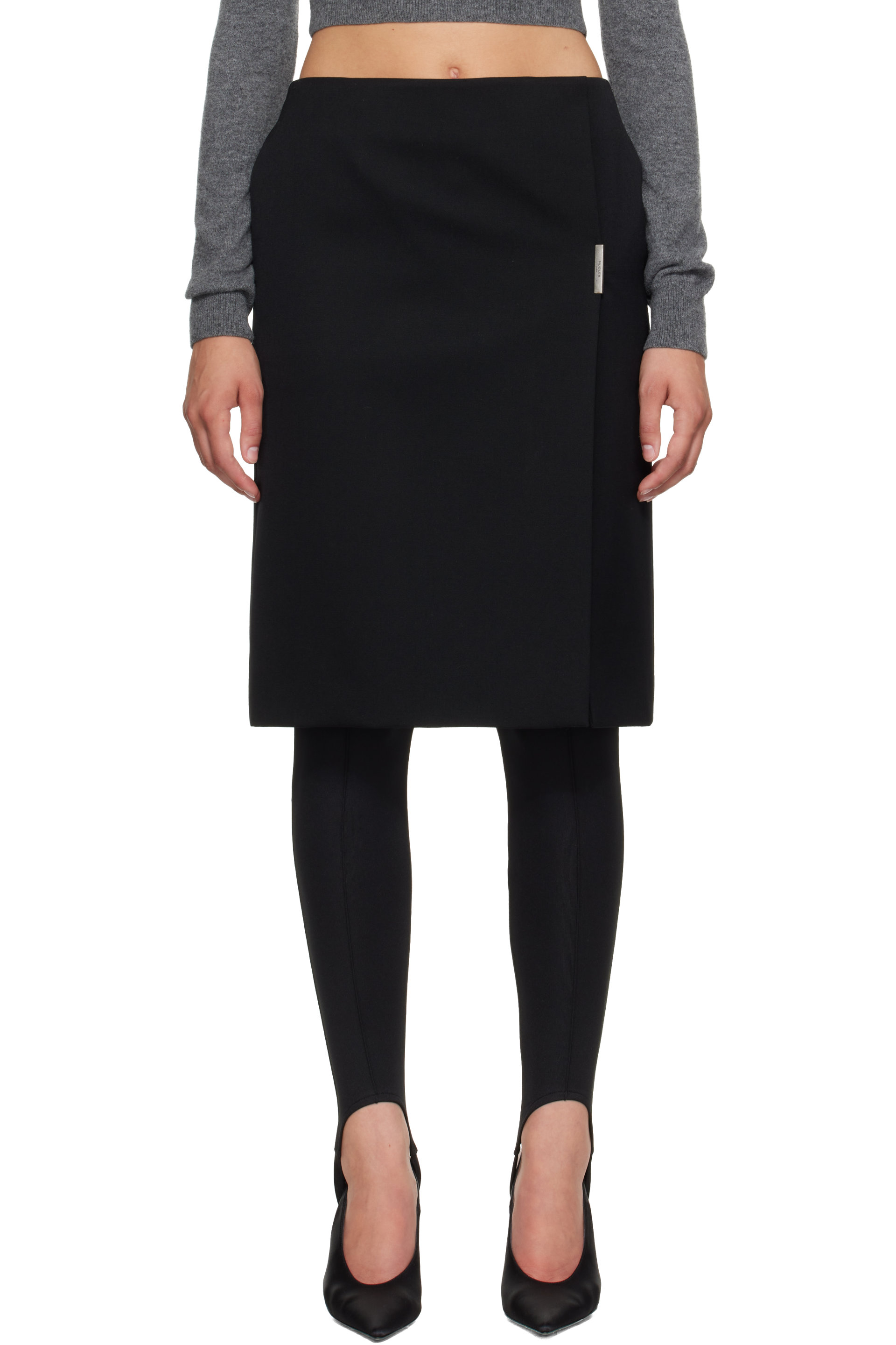 Mugler - Black Wrap Midi Skirt