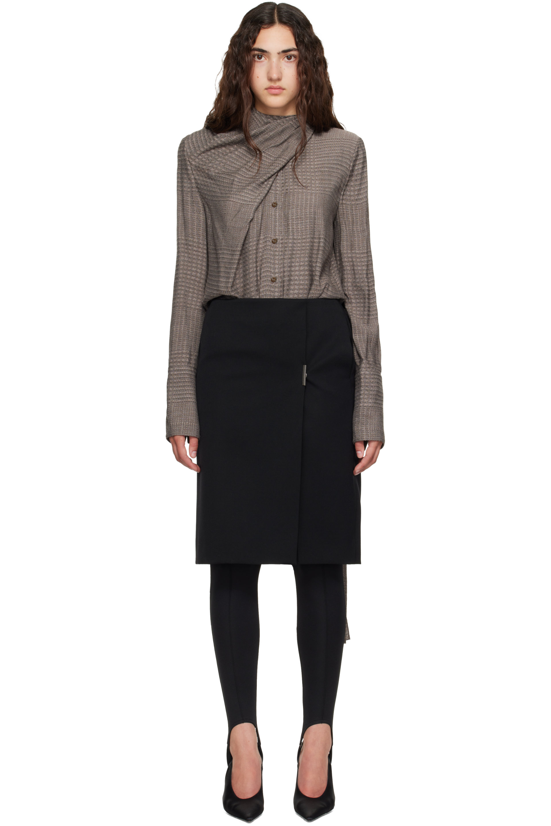 Mugler - Taupe Lavalliere Blouse