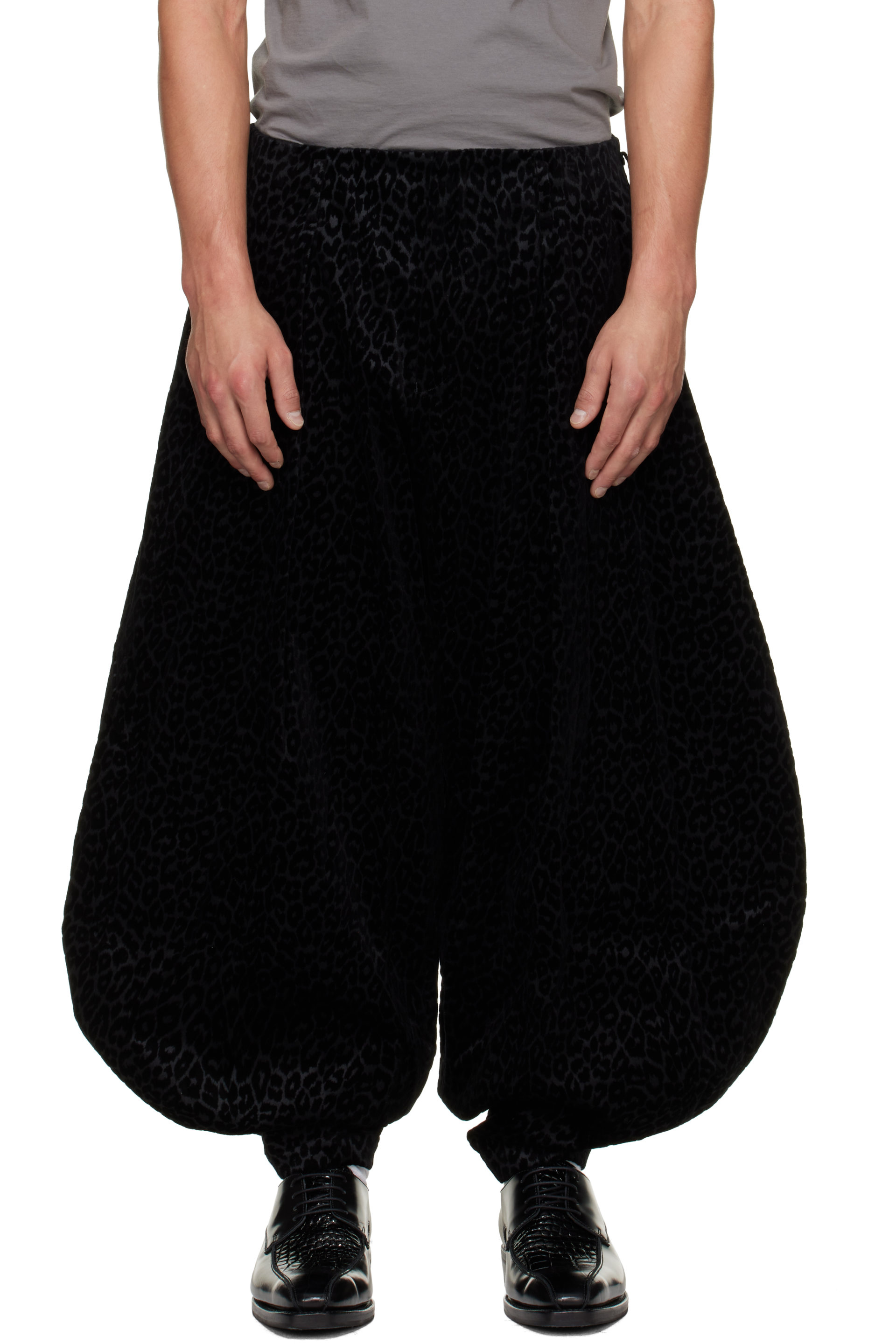 Comme des Garçons Homme Plus - Black Cotton Velvet Flocky Print Trousers