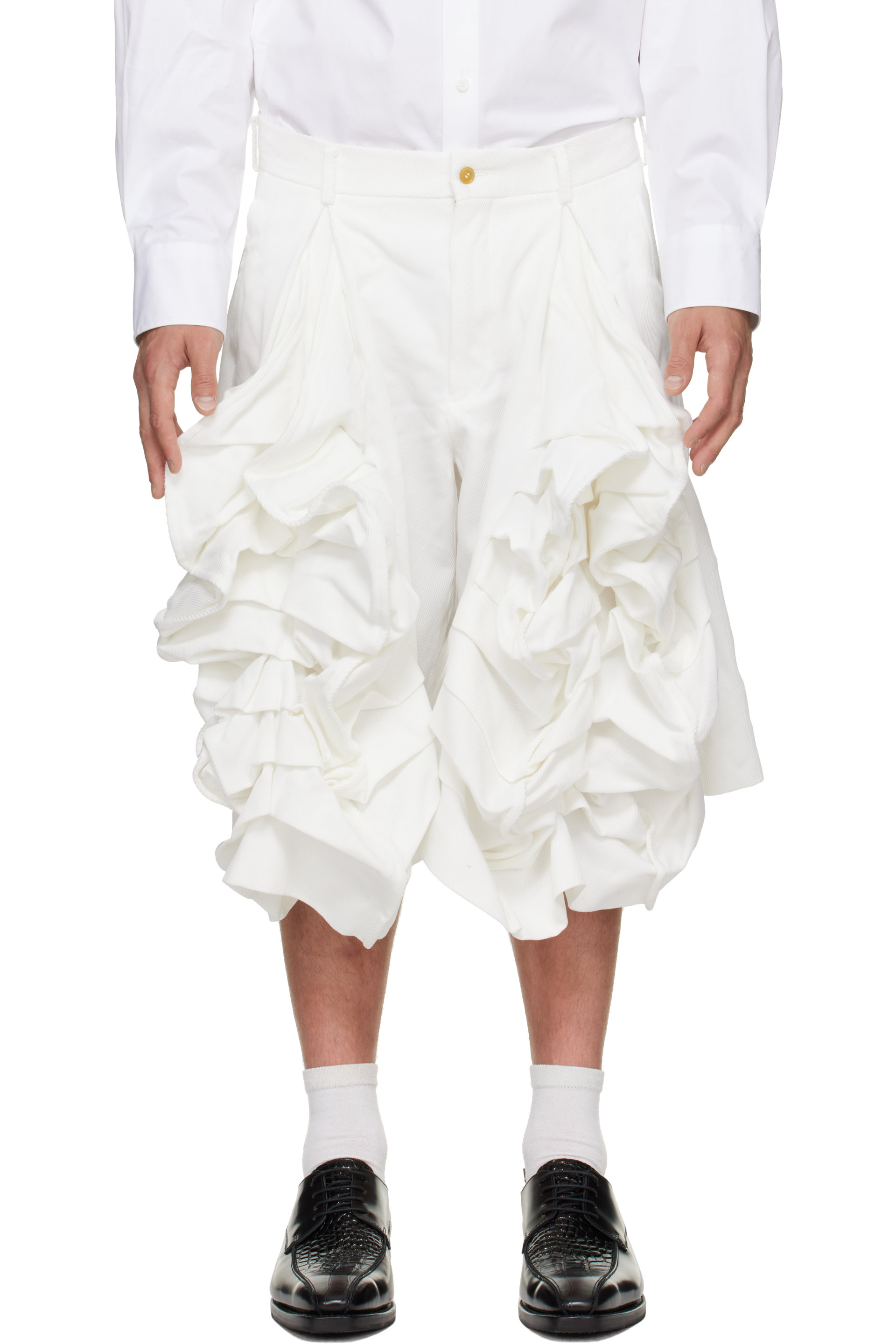 Comme des Garçons Homme Plus - White Polyester Heavy Kersey Shorts