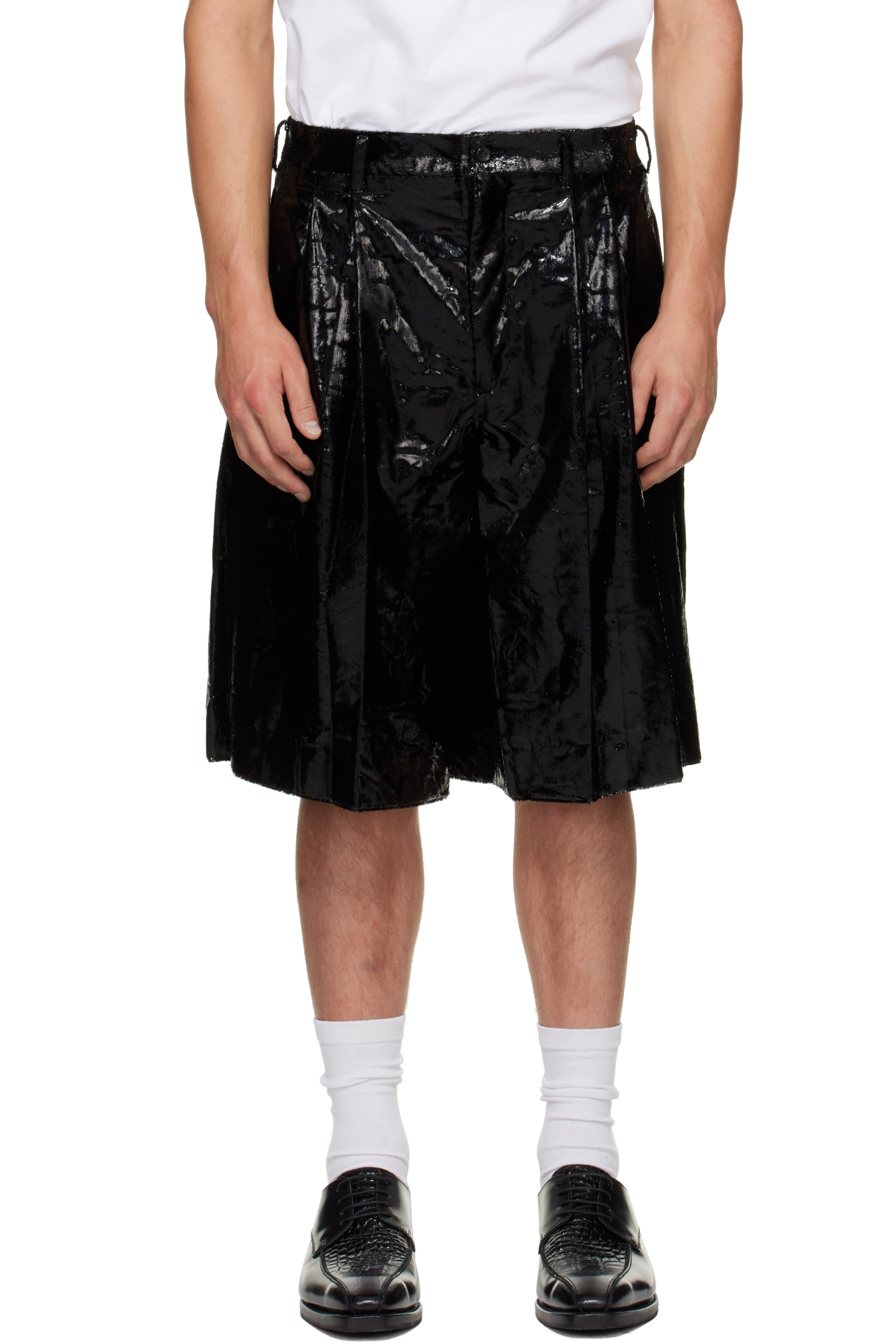Comme des Garçons Homme Plus - Black Nylon Polyester Velvet Shorts