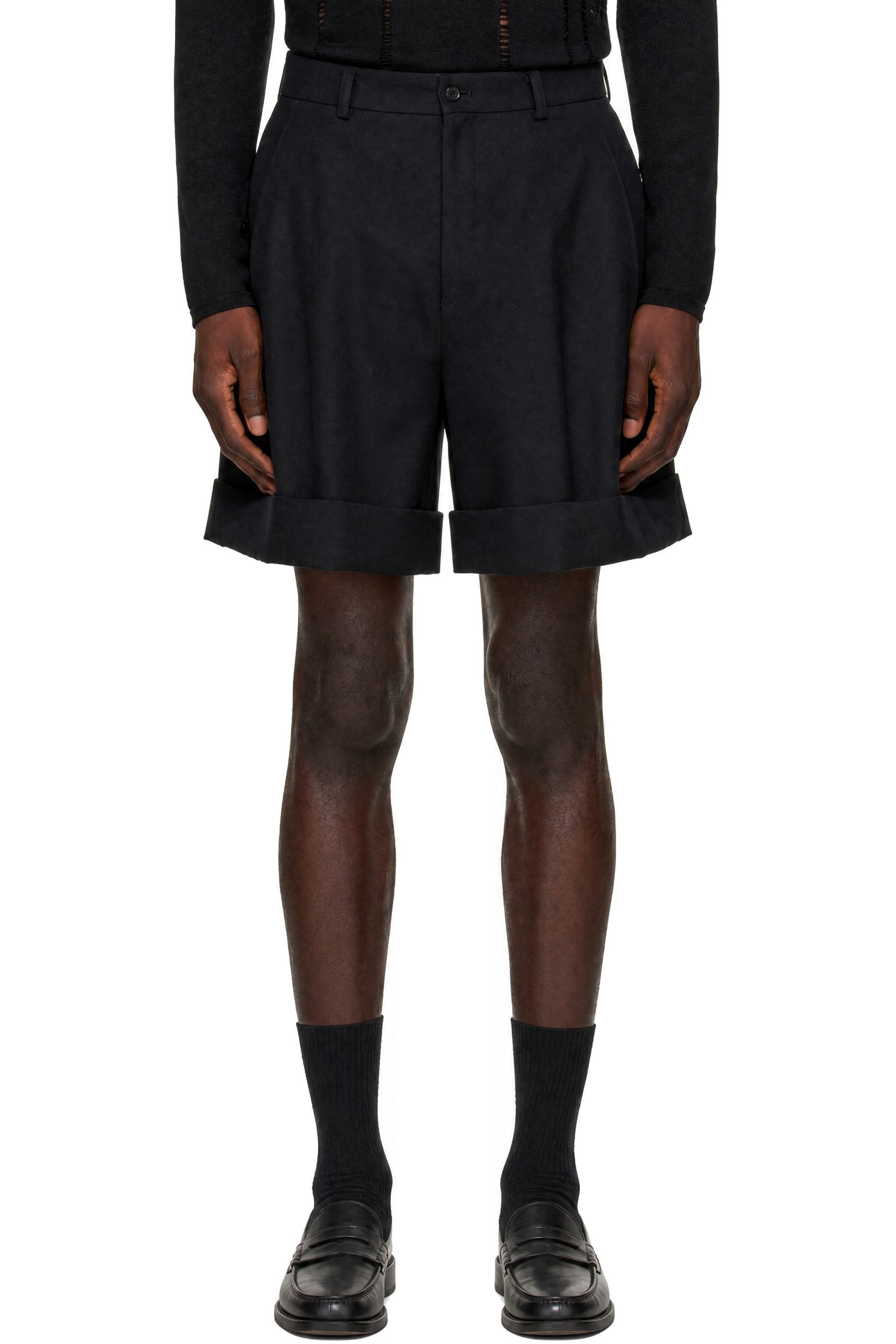 Comme des Garçons Homme Plus - Black Double Weave Wool Hard Treated Shorts