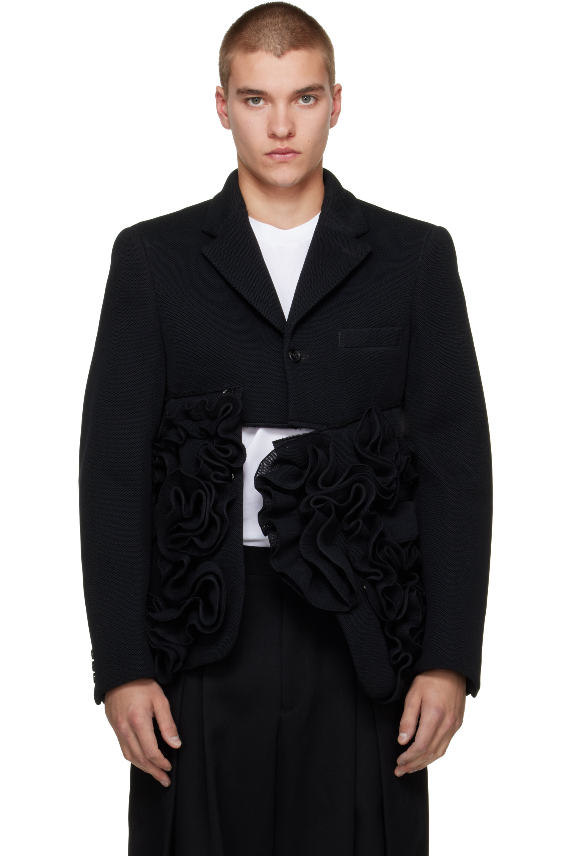 Comme des Garçons Homme Plus - Black Polyester Double Raschel Blazer