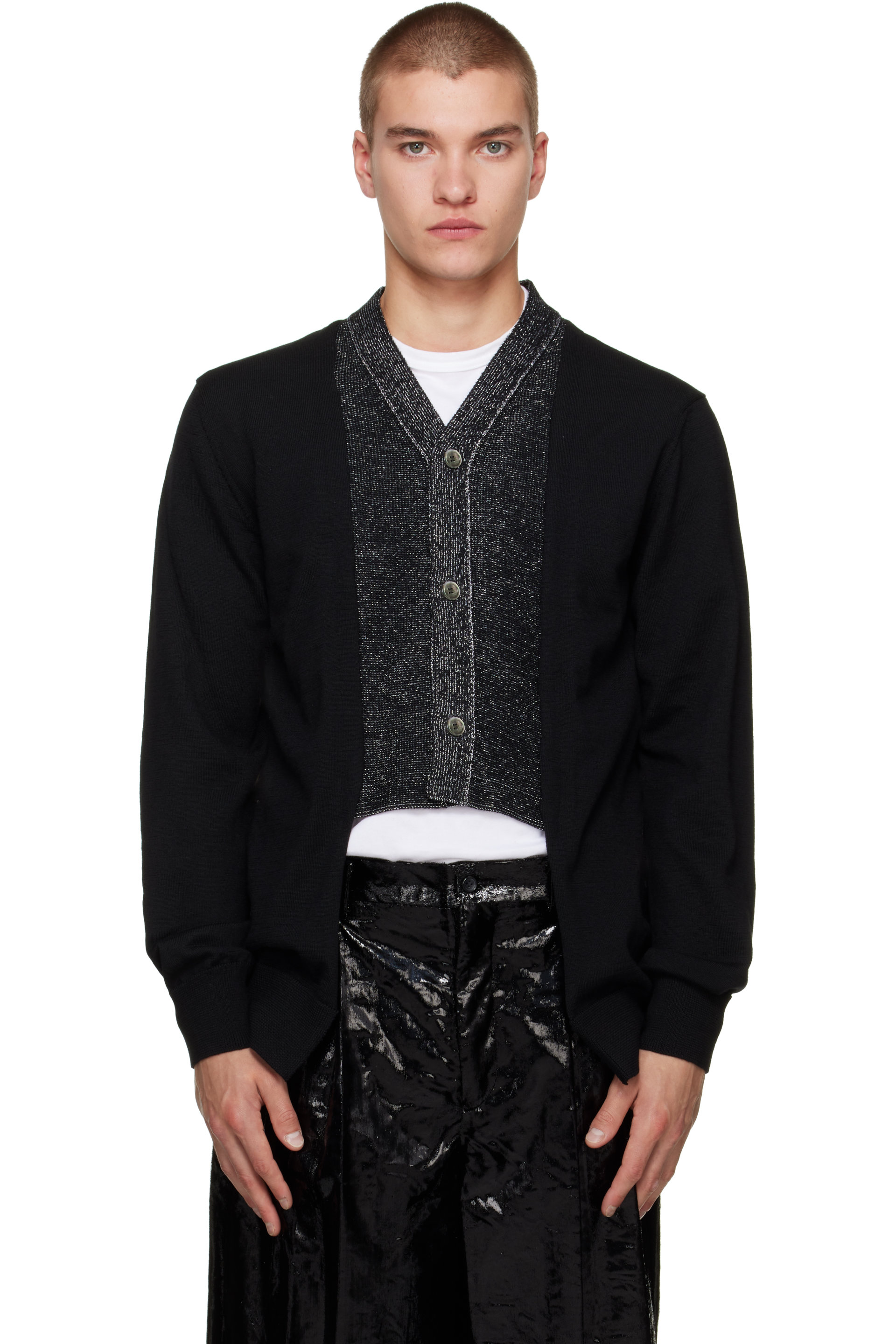 Comme des Garçons Homme Plus - Black Worsted Yarn Wool Cardigan