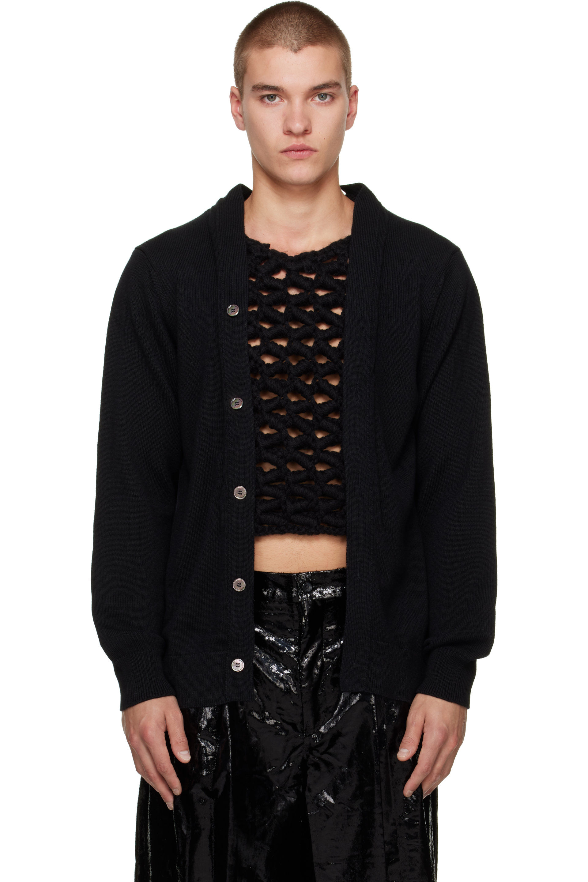 Comme des Garçons Homme Plus - Black Worsted Yarn Wool Cardigan