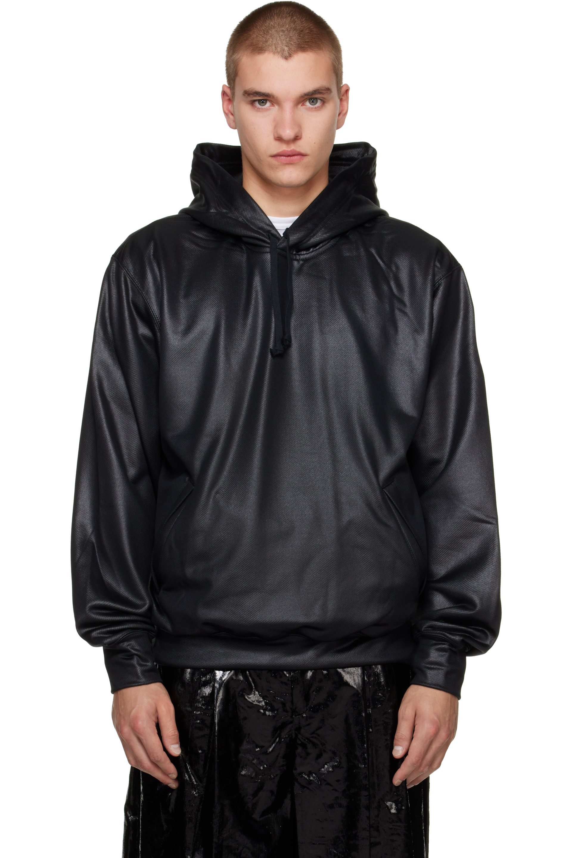 Comme des Garçons Homme Plus - Black Backpile Gloss Finish Hoodie