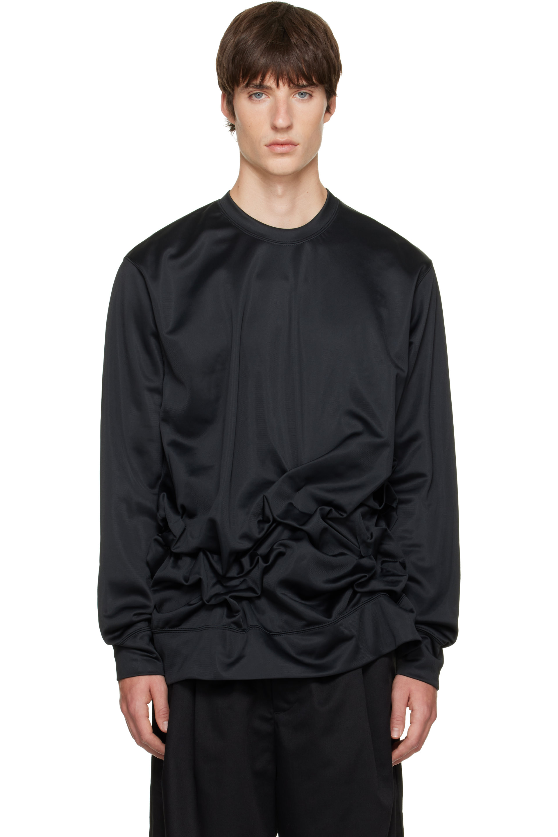 Comme des Garçons Homme Plus - Black Gathered Jersey Long Sleeve T-shirt