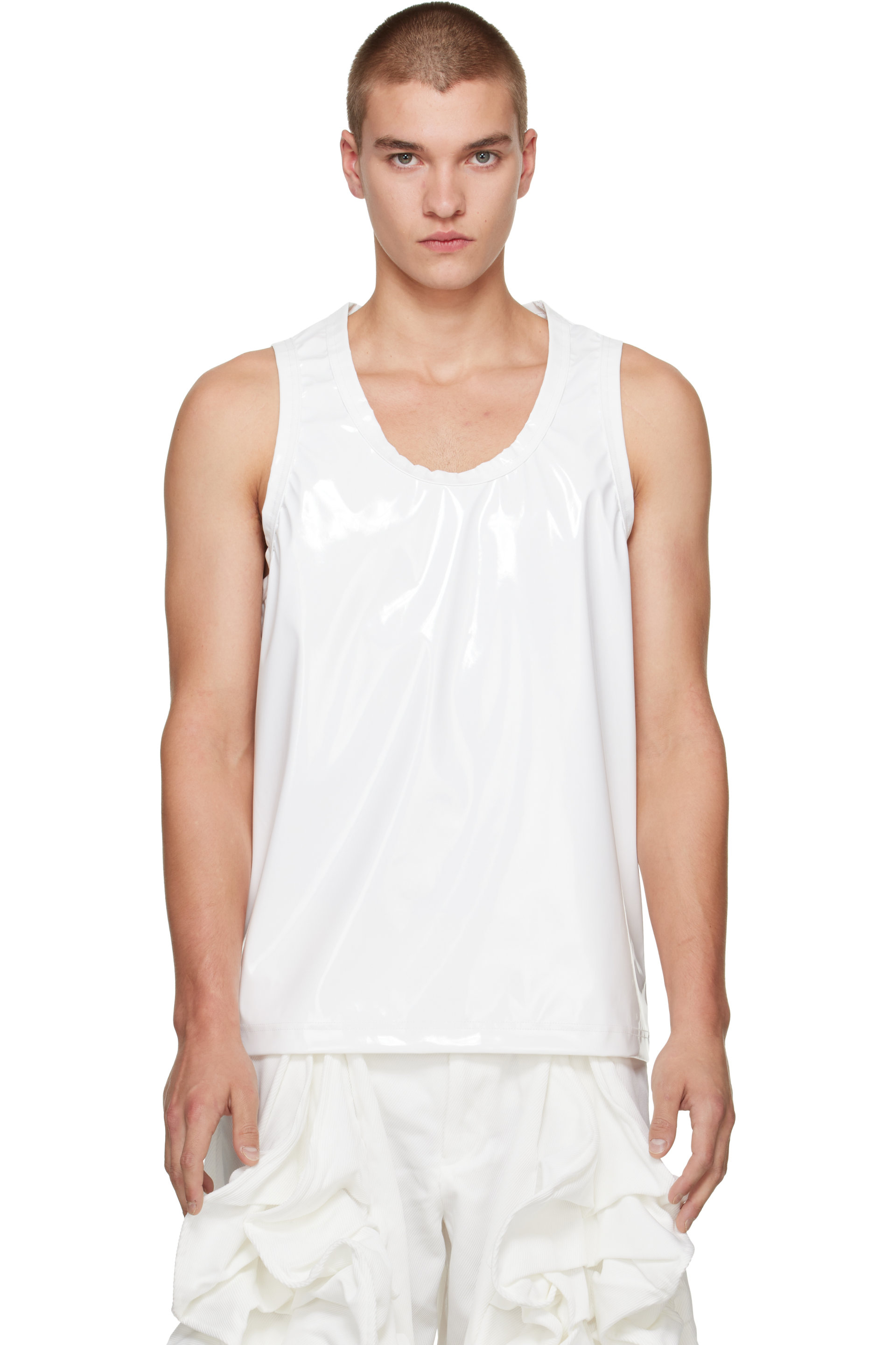 Comme des Garçons Homme Plus - White Polyurethane Enamel Cloth Tank Top