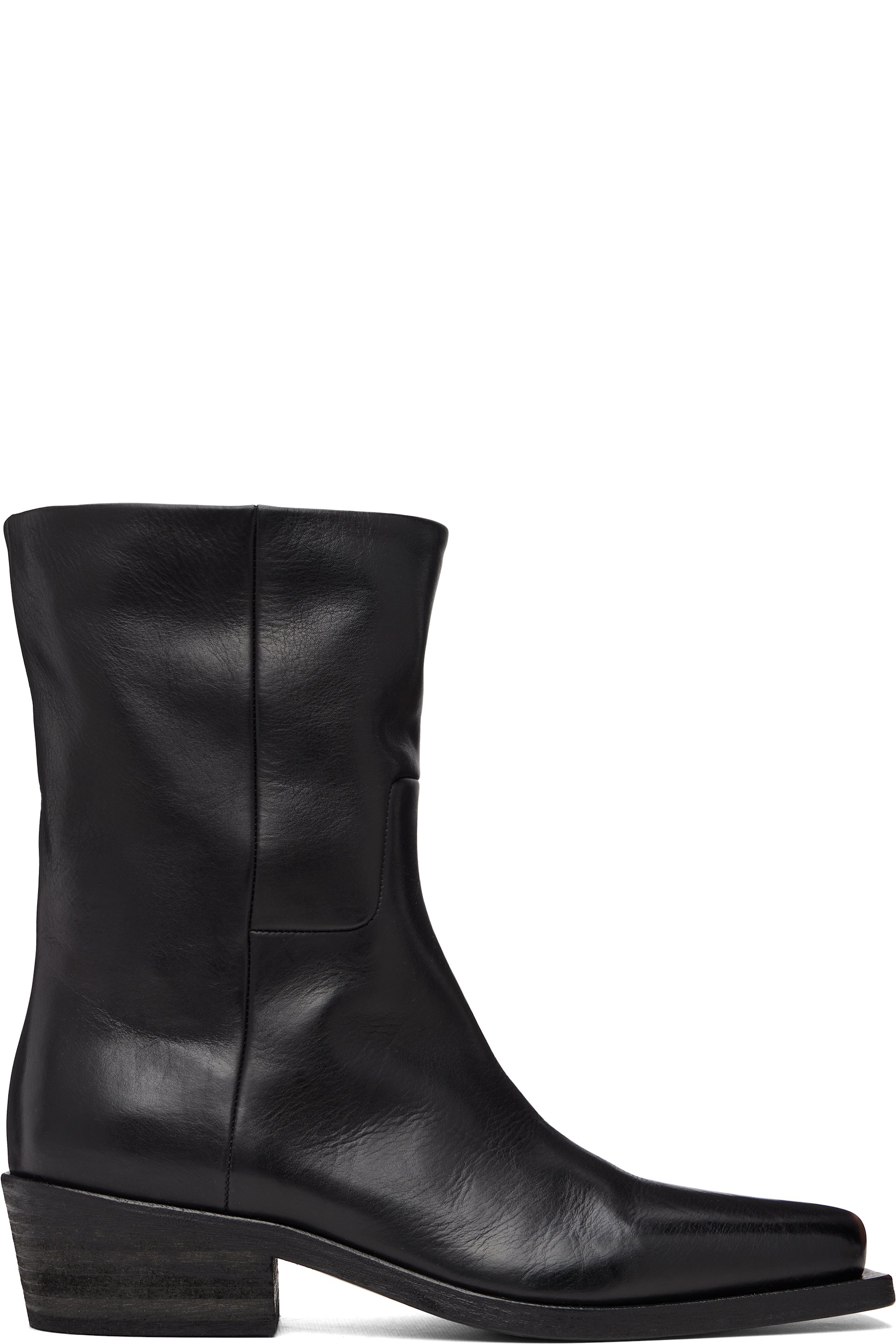 Marsèll - Bottes noires en cuir grainé souple à talon Tex