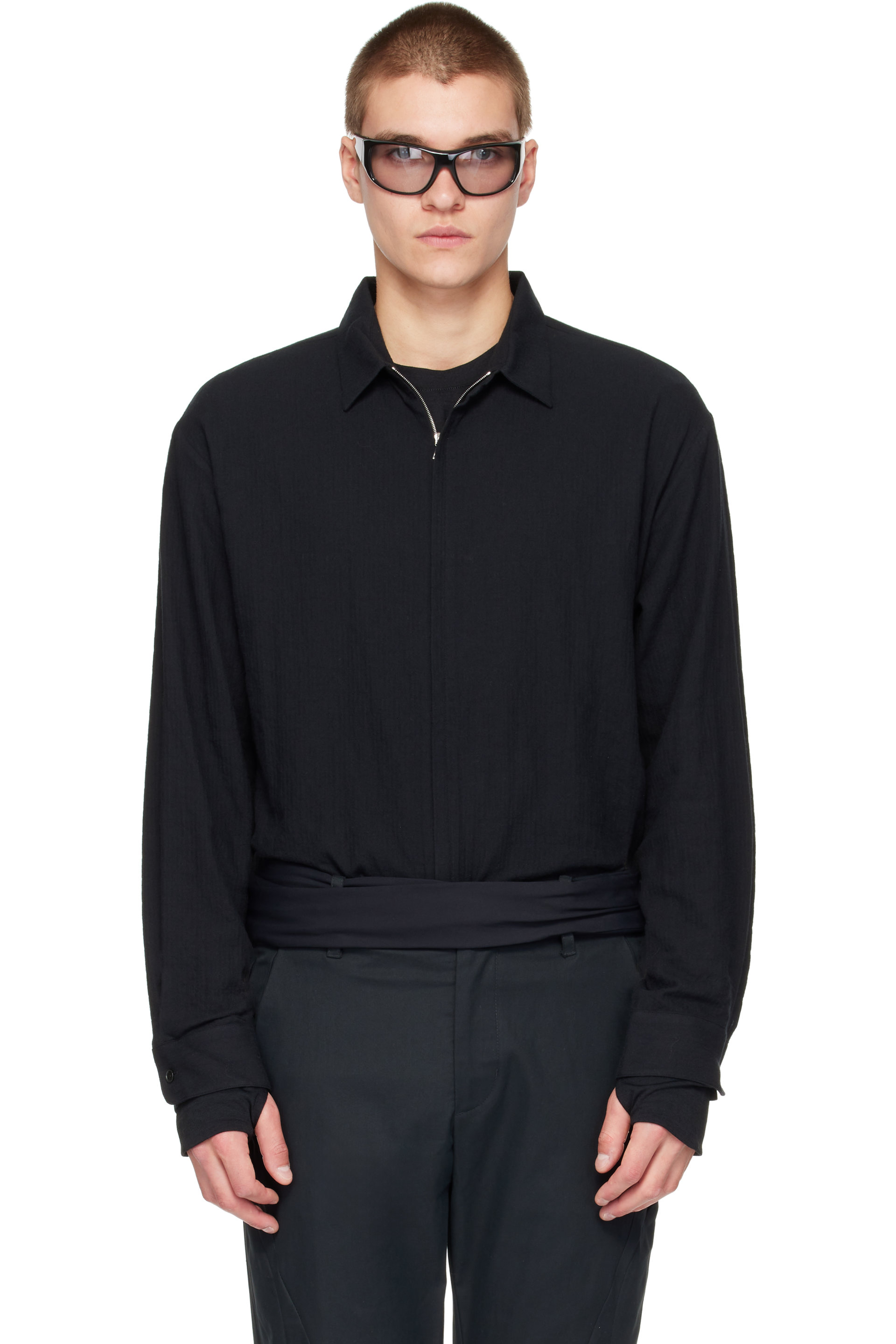 POST ARCHIVE FACTION (PAF) - Black Zip Shirt Jacket