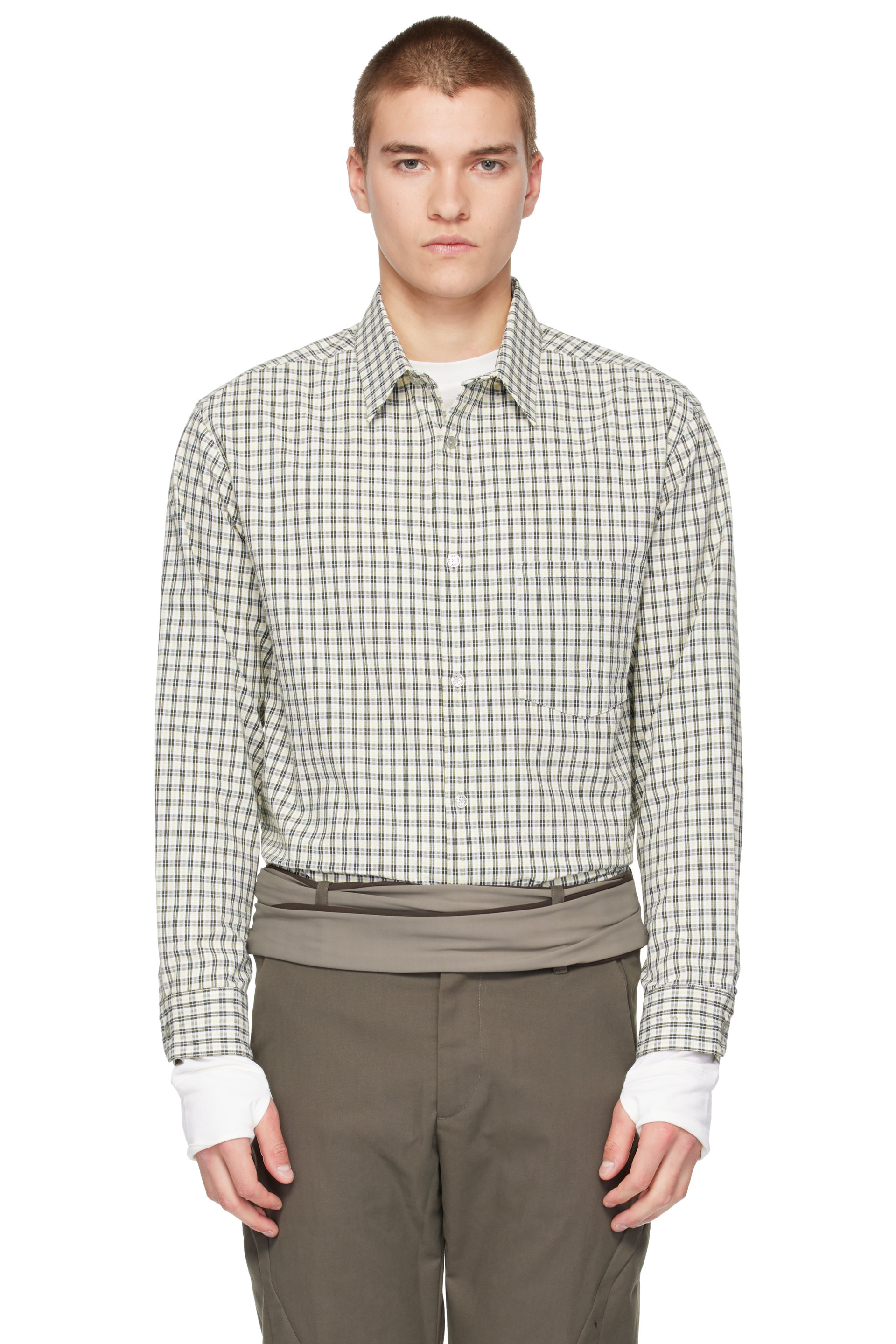POST ARCHIVE FACTION (PAF) - Yellow & Green Plaid Shirt