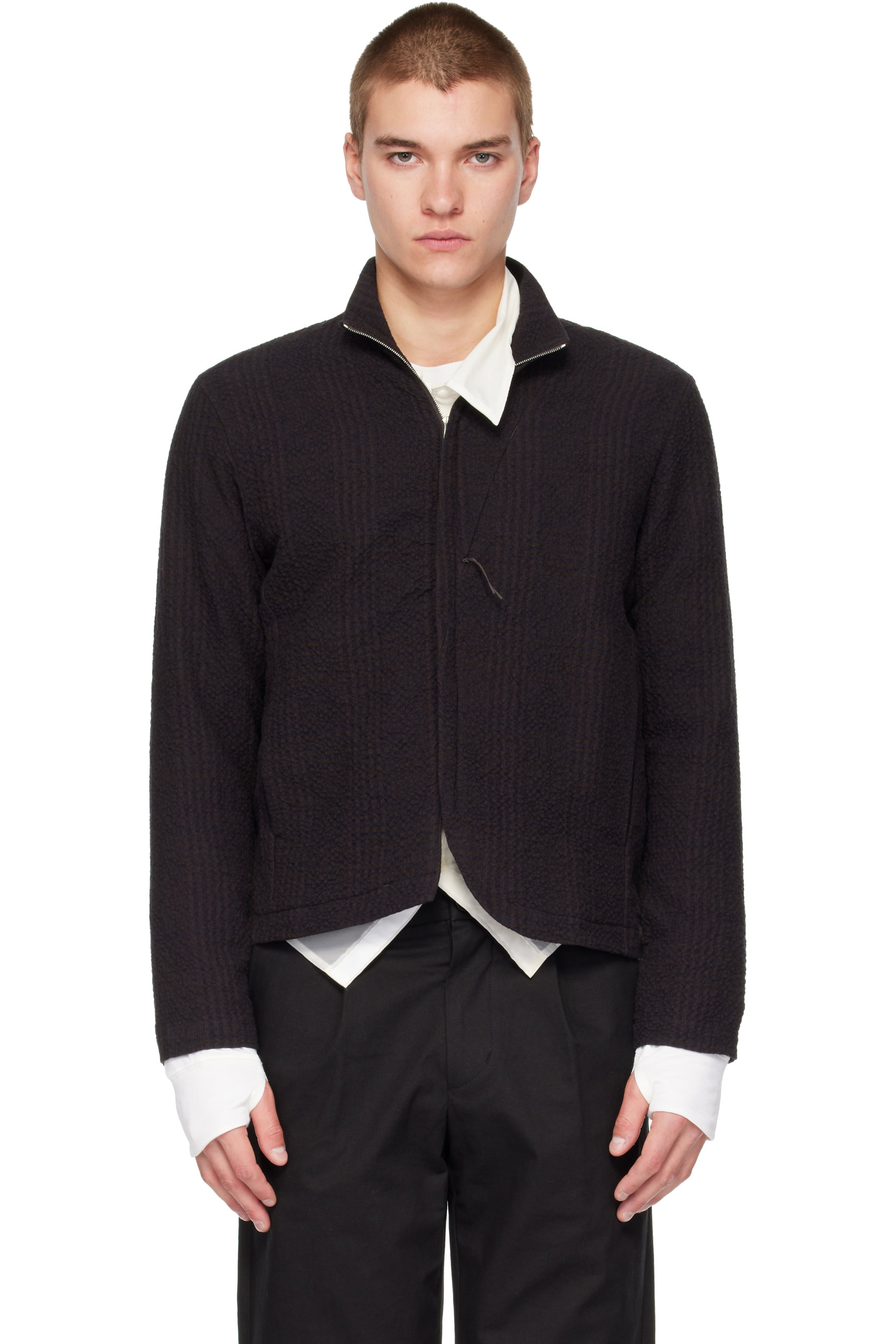 POST ARCHIVE FACTION (PAF) - Brown Seersucker Track Jacket