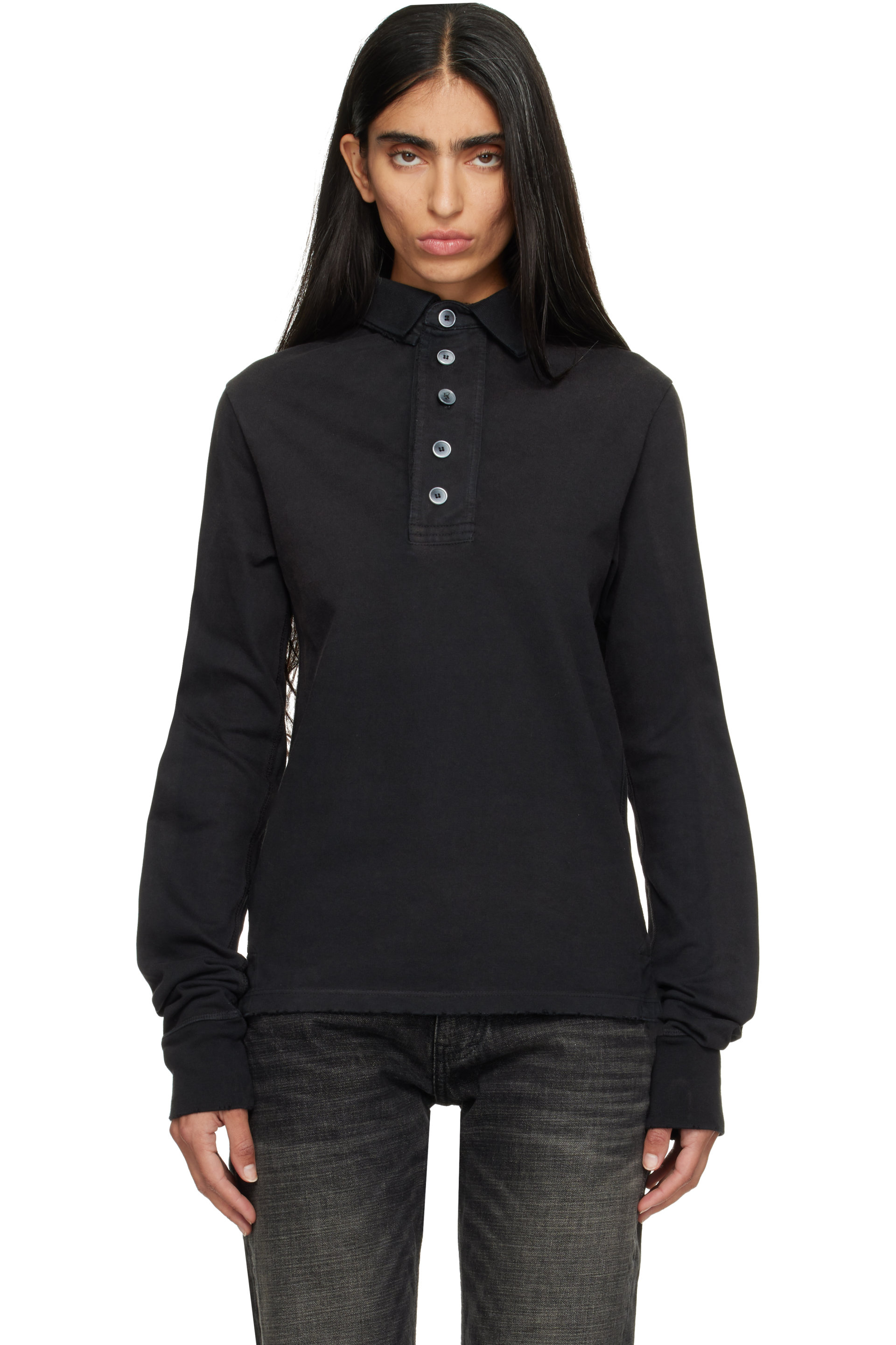 Raimundo Langlois - SSENSE Exclusive Black Rugby Polo