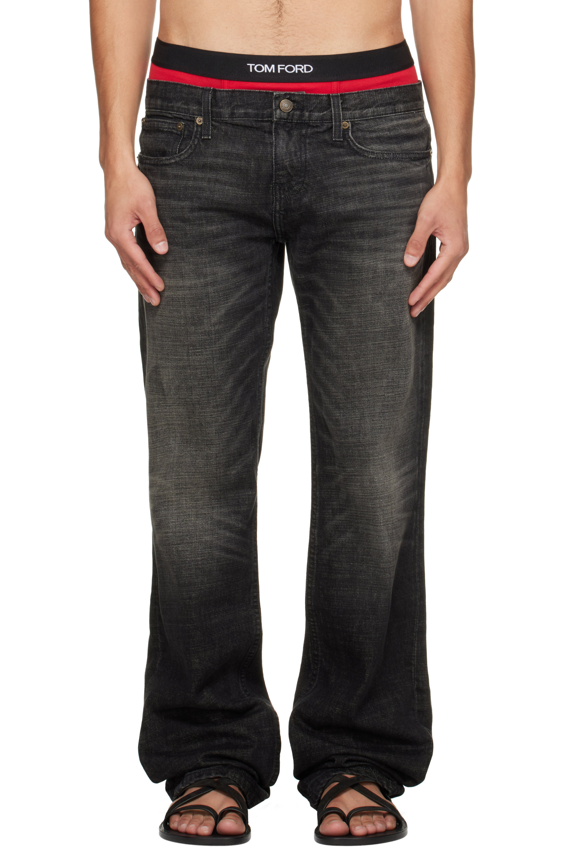 Raimundo Langlois - SSENSE Exclusive Black Slim Straight Jeans