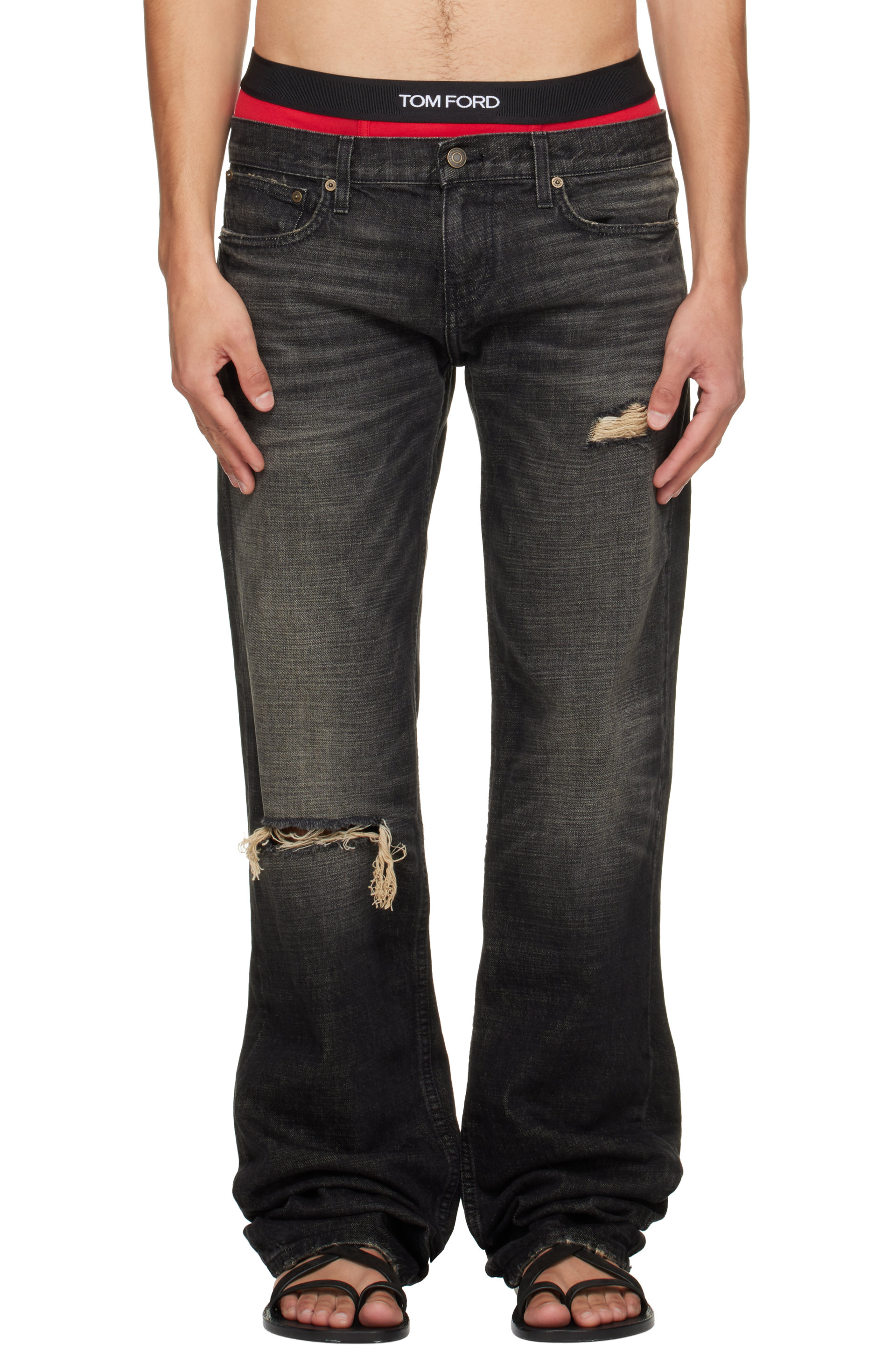 Raimundo Langlois - SSENSE Exclusive Black Slim Straight Jeans